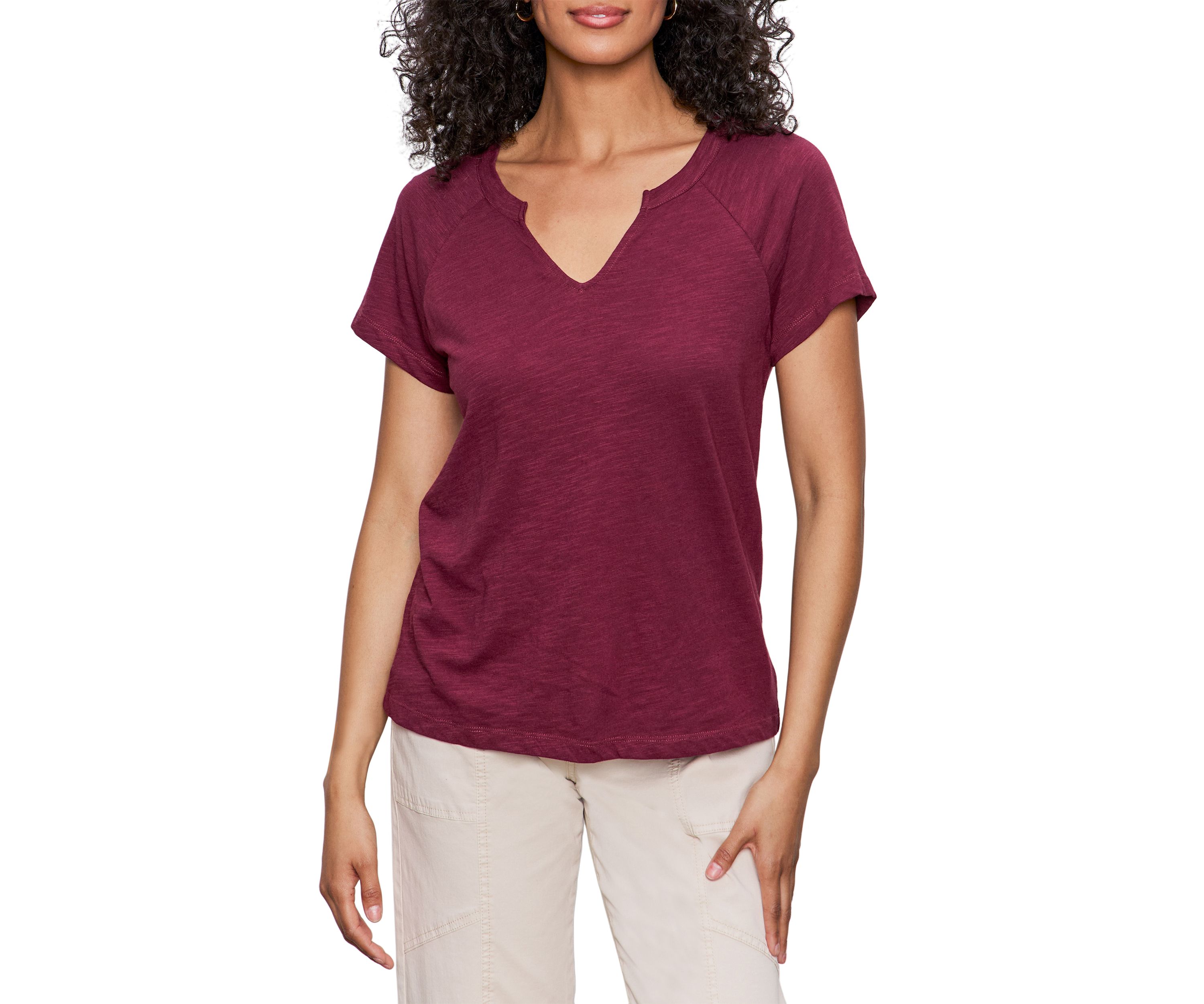 Womens Split Neck T-Shirt