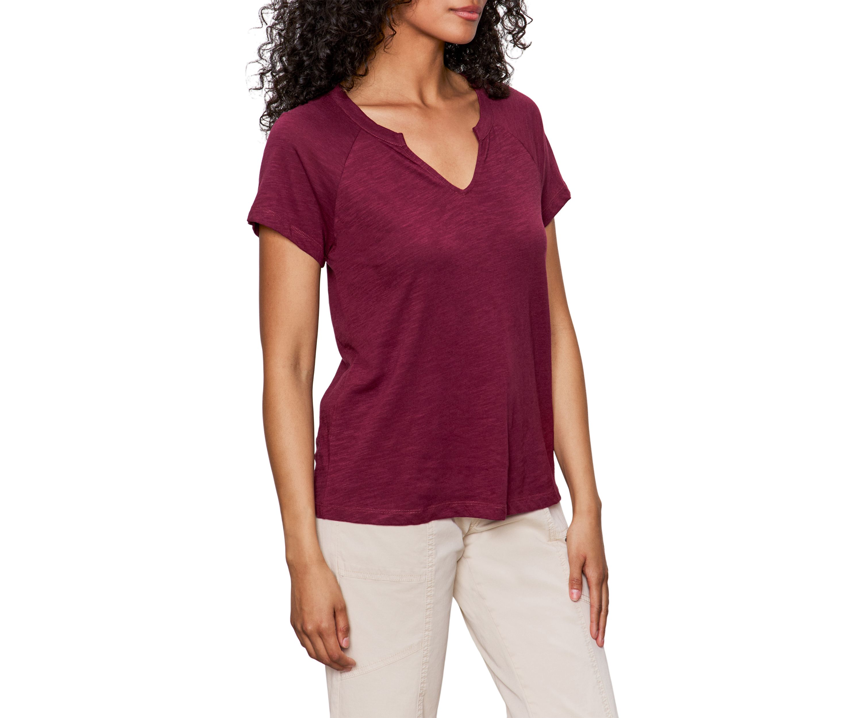 Womens Split Neck T-Shirt