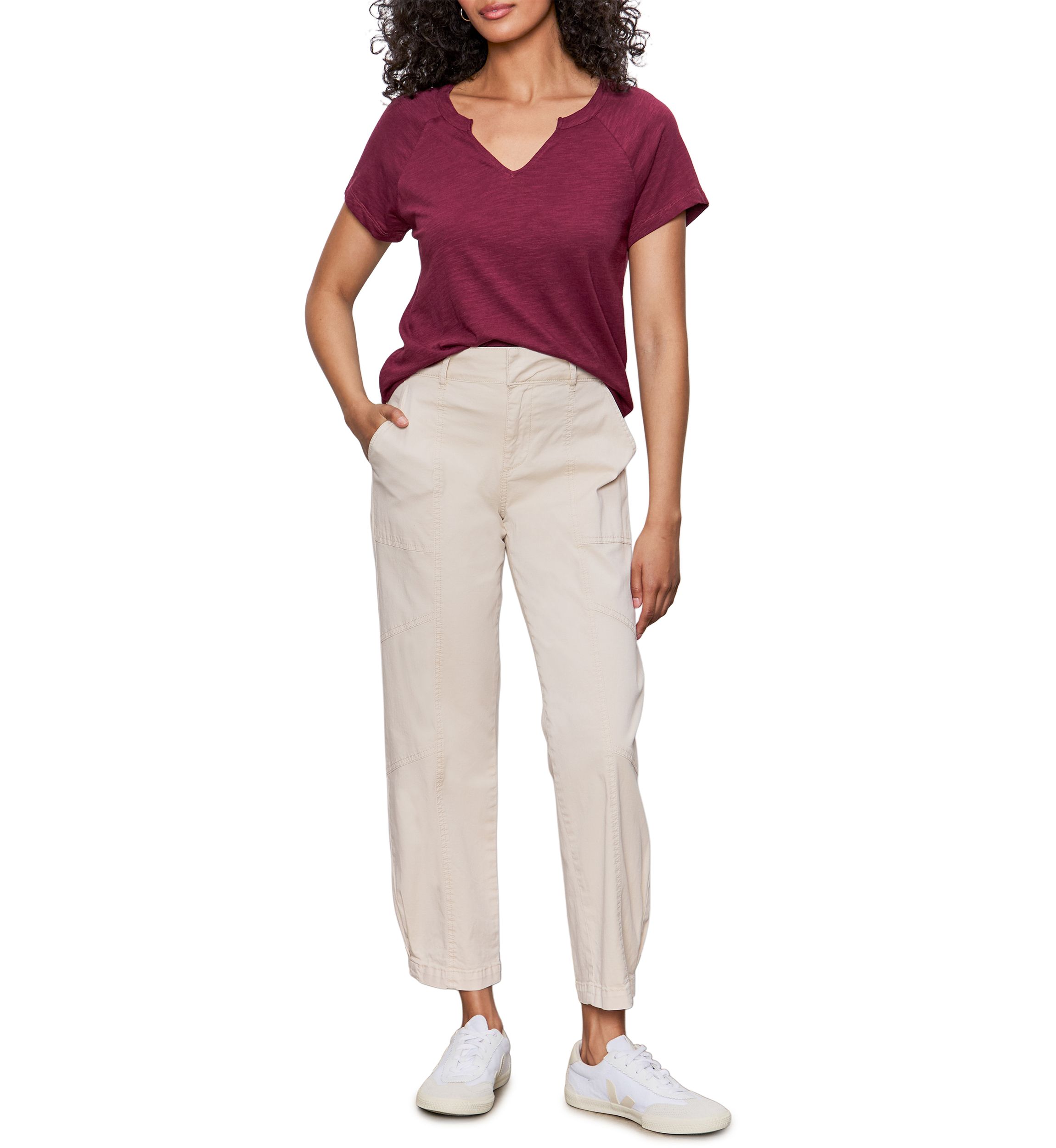 Womens Split Neck T-Shirt