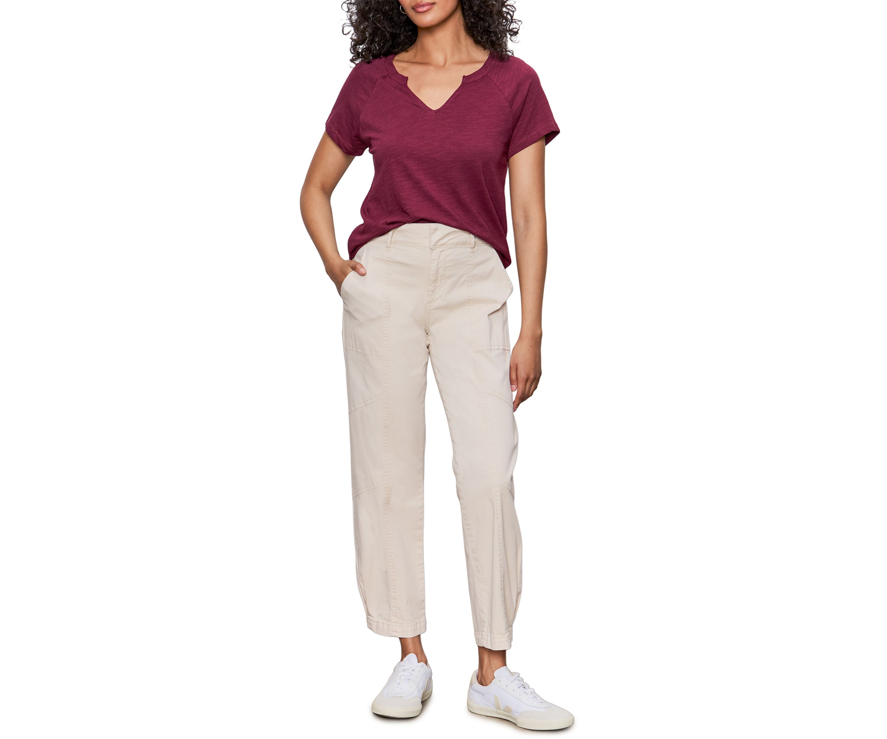 Womens Split Neck T-Shirt