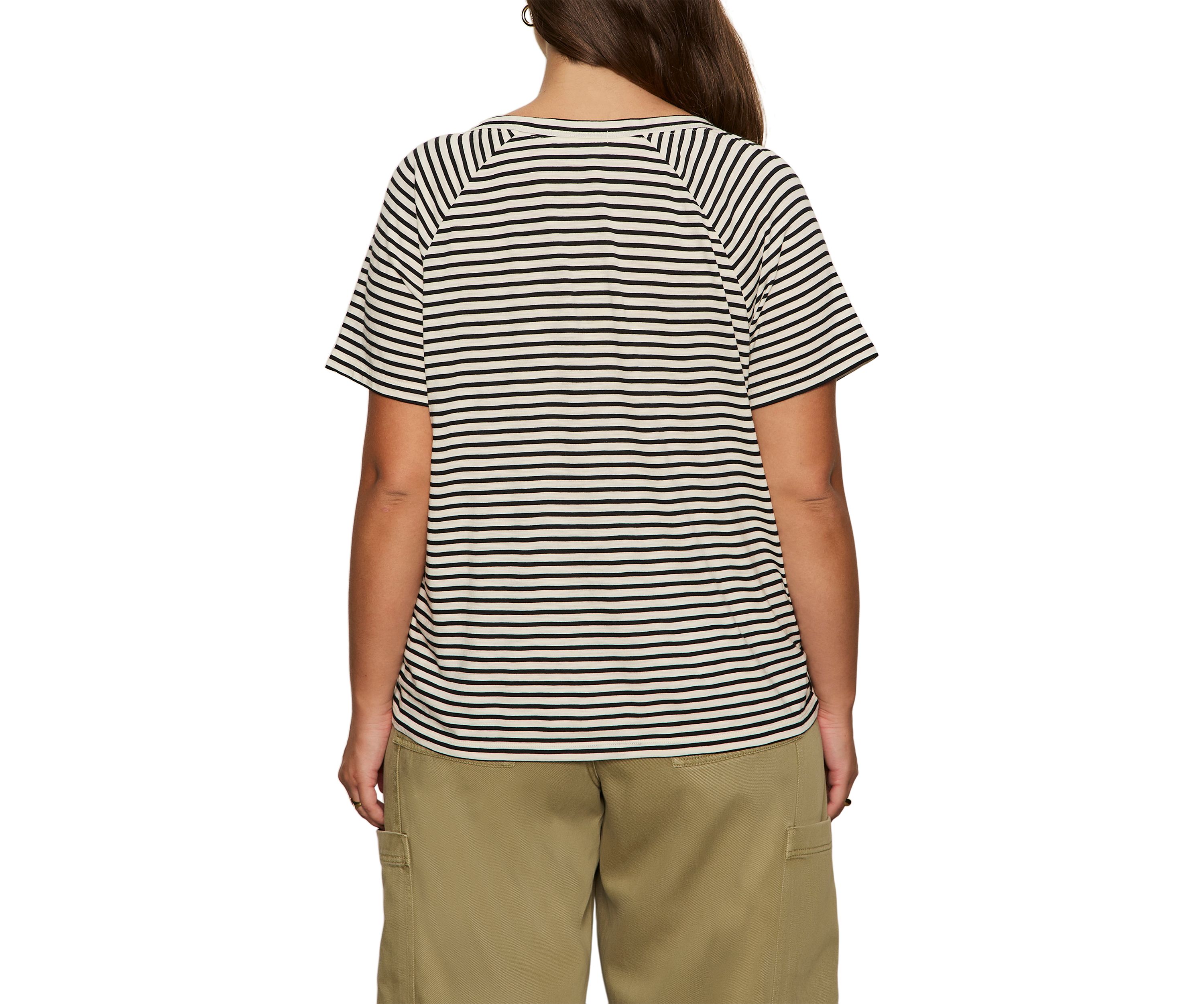 Plus Size Stripe Split Neck T-Shirt