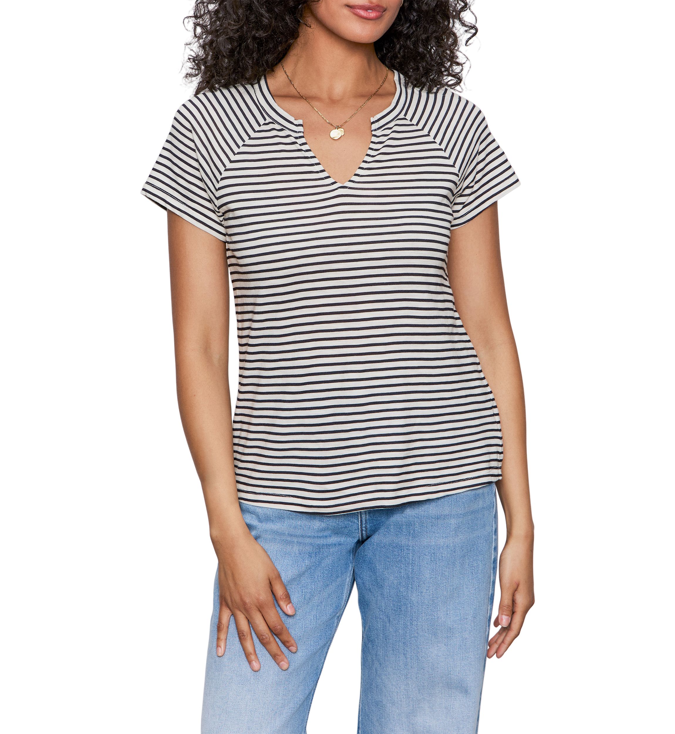Womens Short Sleeve Notch Neck T-Shirt