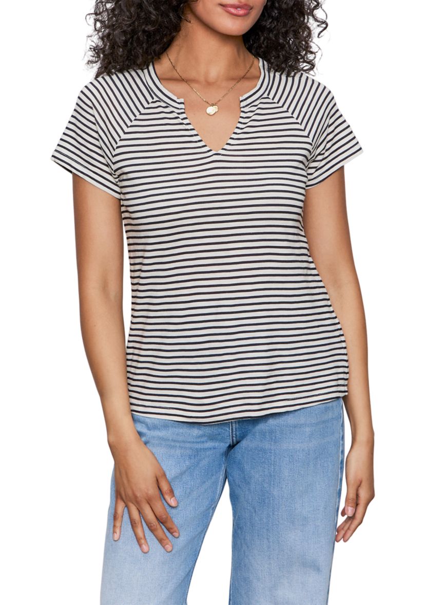 Womens Short Sleeve Notch Neck T-Shirt