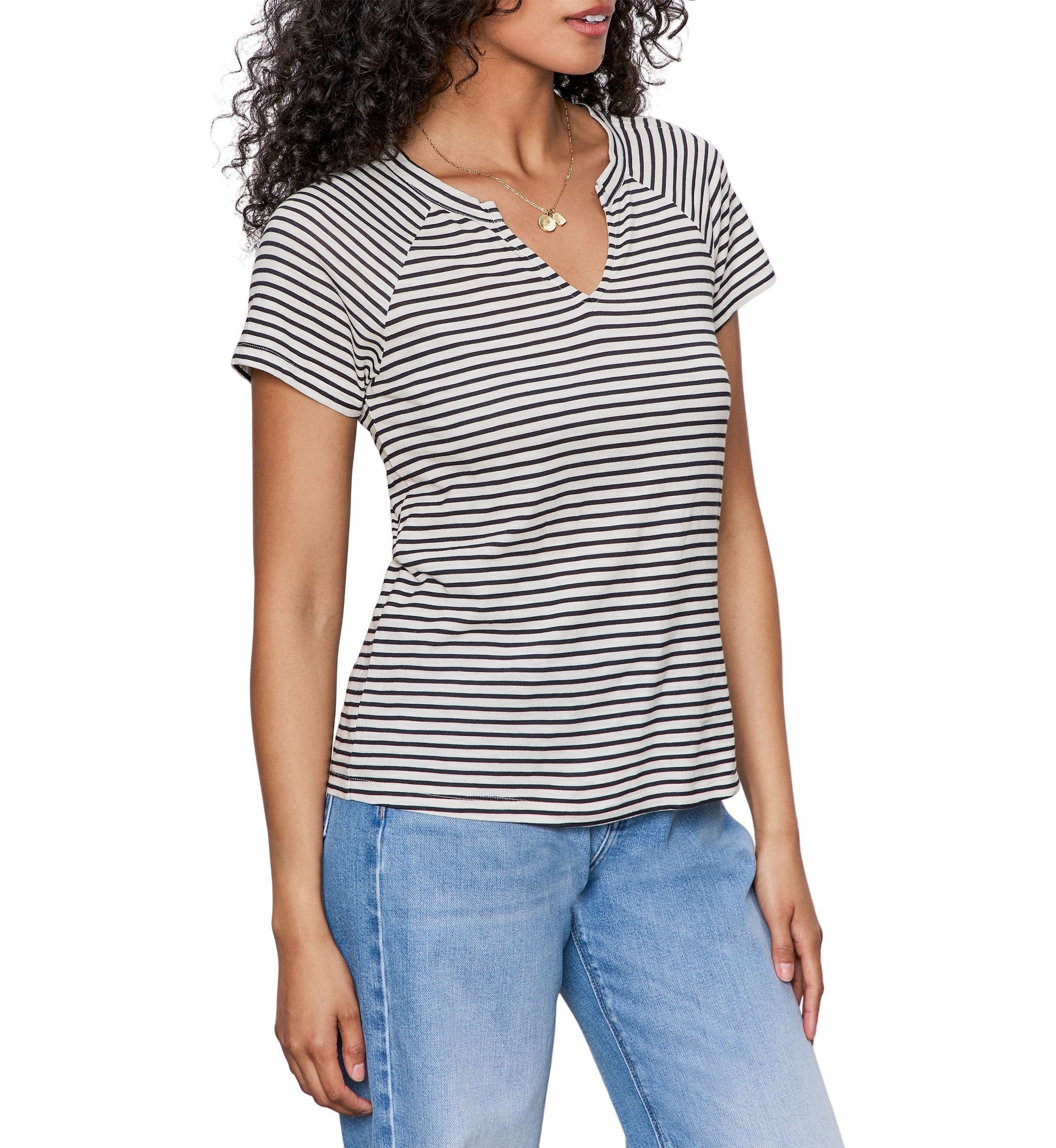 Womens Short Sleeve Notch Neck T-Shirt