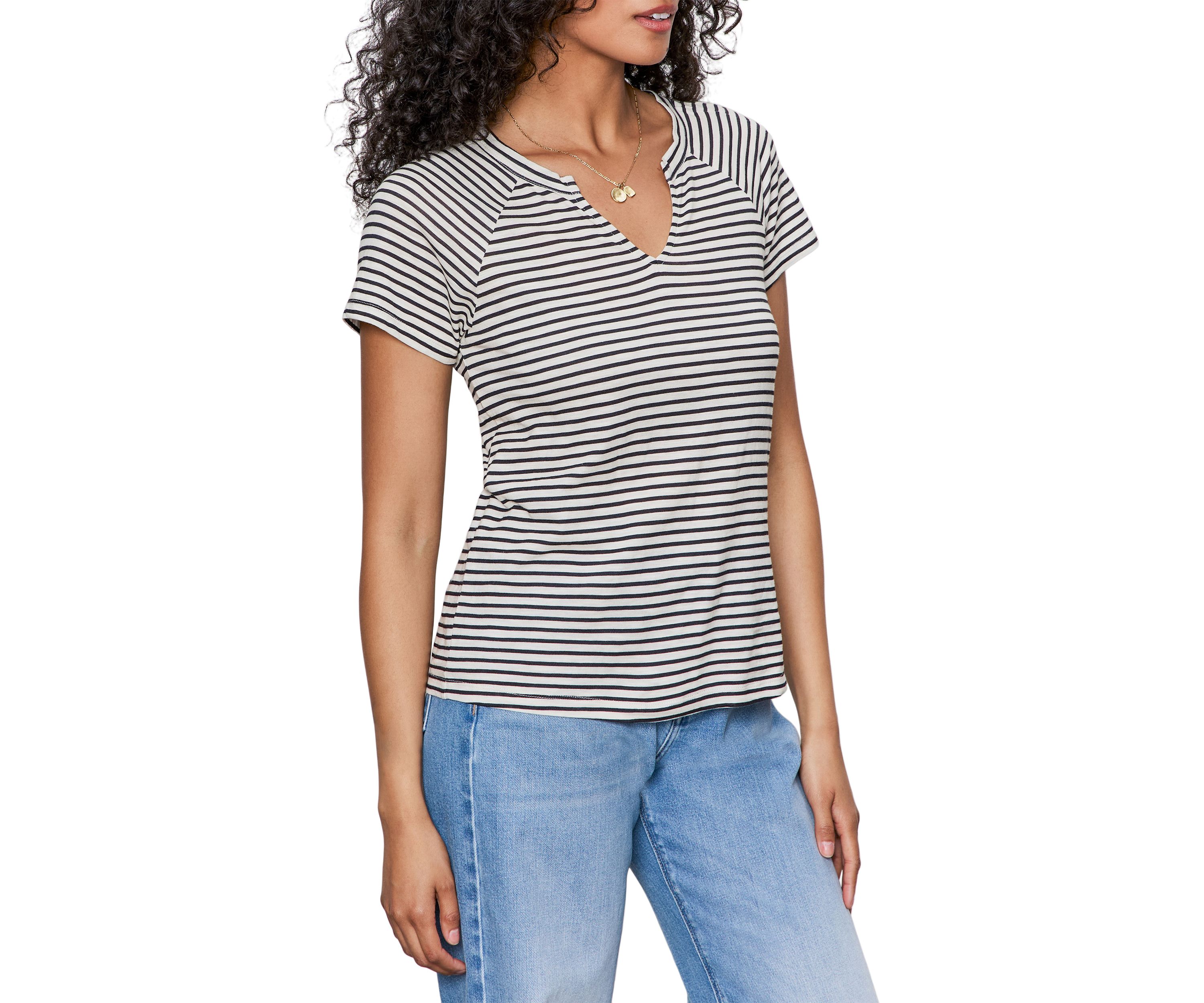 Womens Short Sleeve Notch Neck T-Shirt