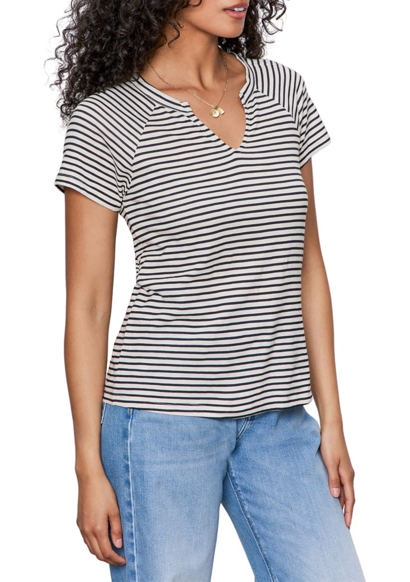 Womens Short Sleeve Notch Neck T-Shirt