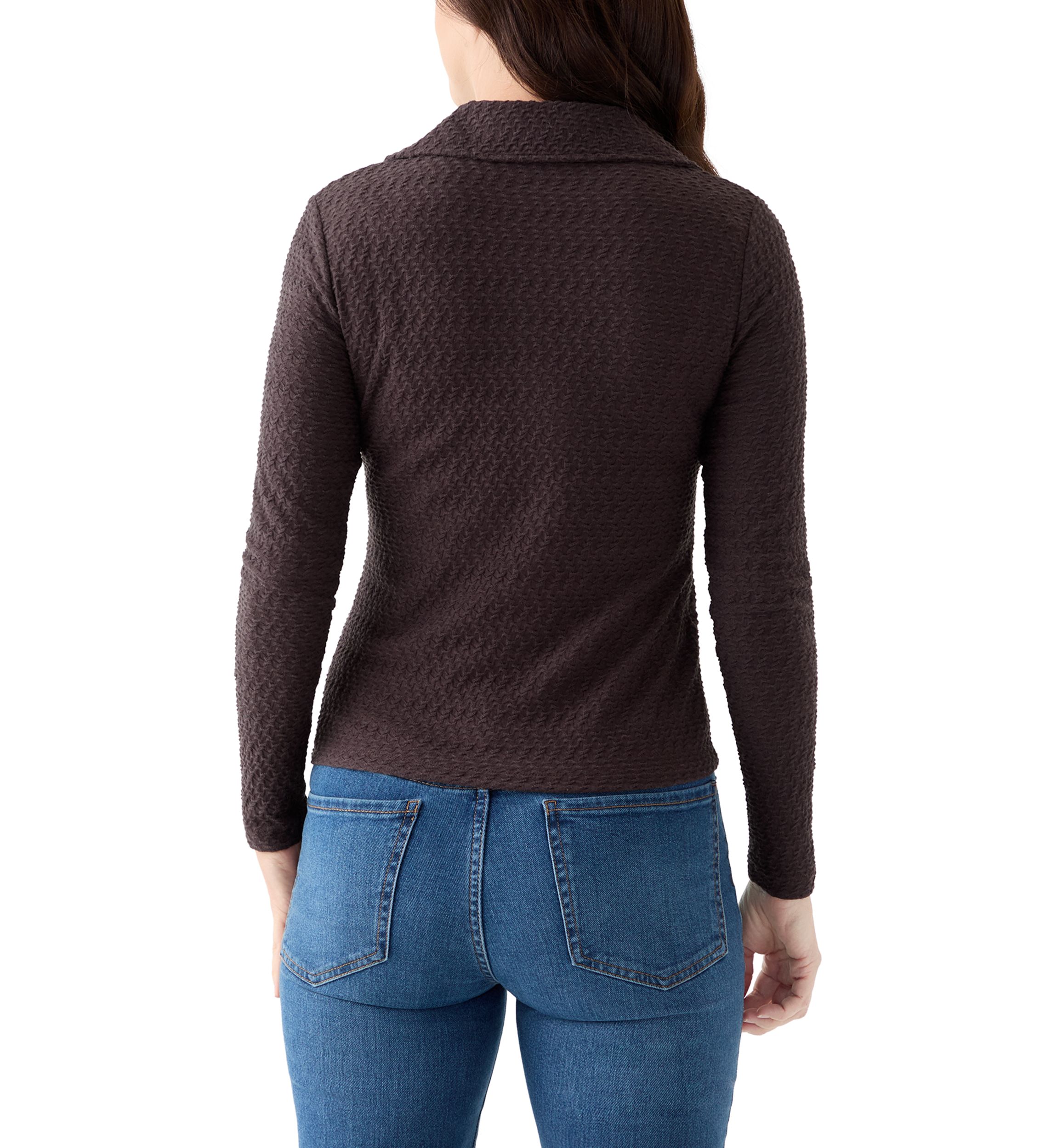 Womens Dreamgirl Textured Knit Button Up Top