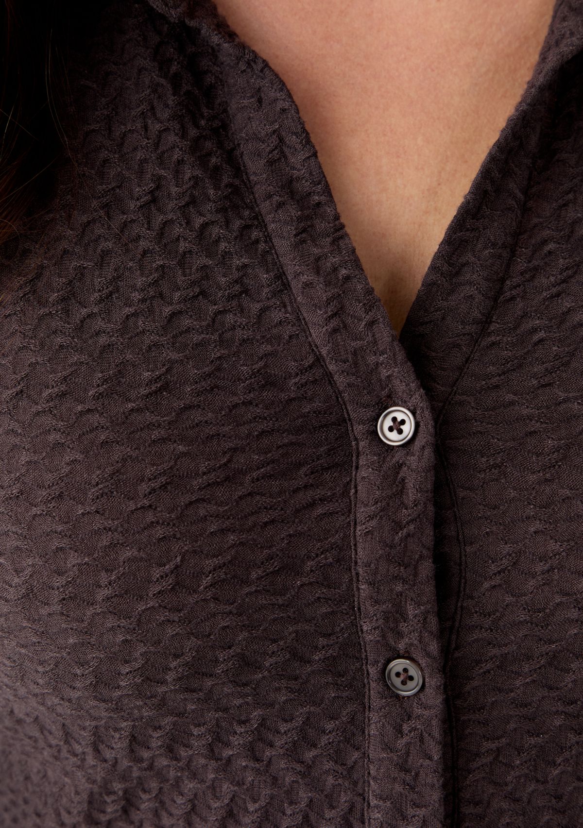 Womens Dreamgirl Textured Knit Button Up Top