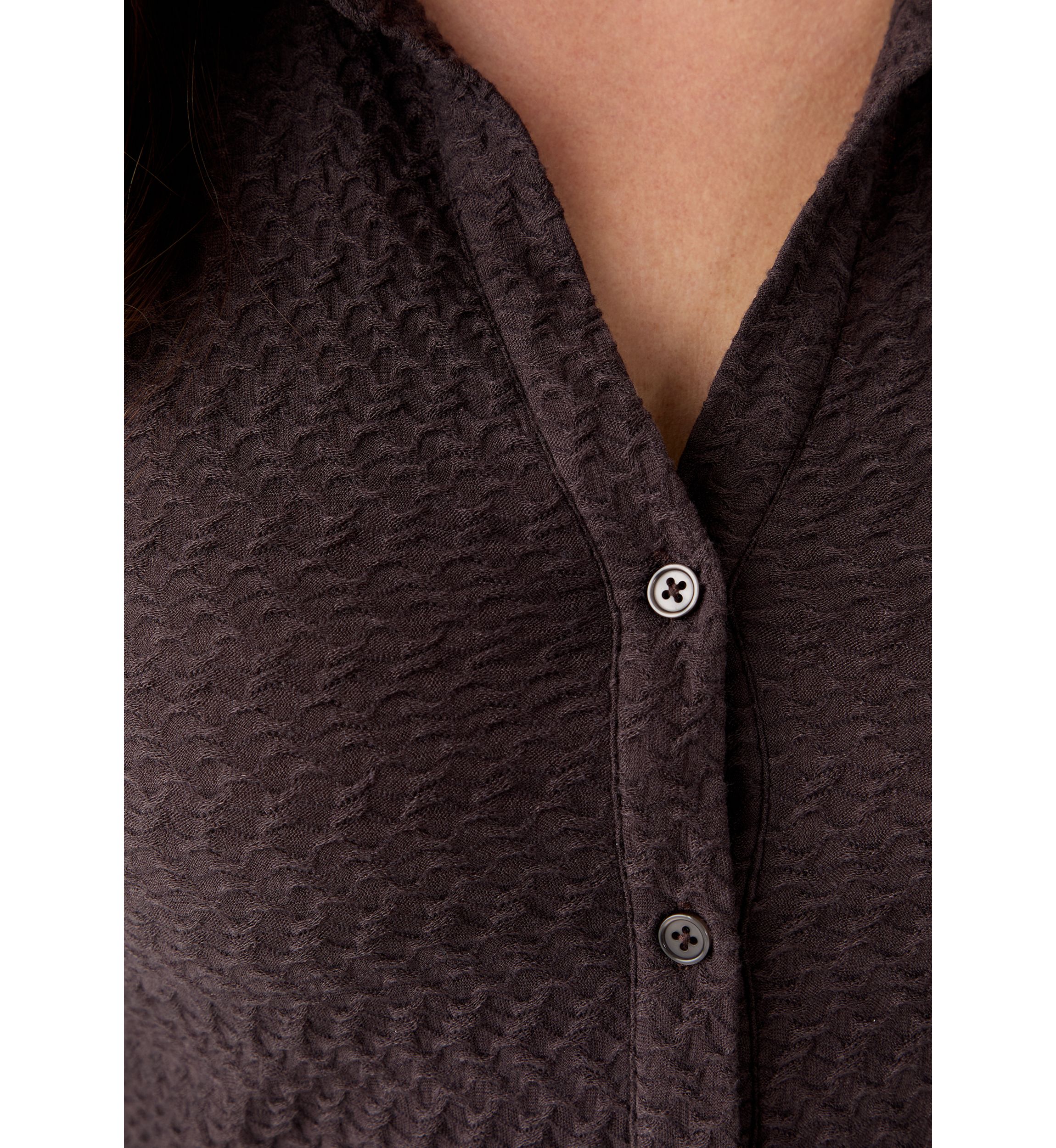 Womens Dreamgirl Textured Knit Button Up Top