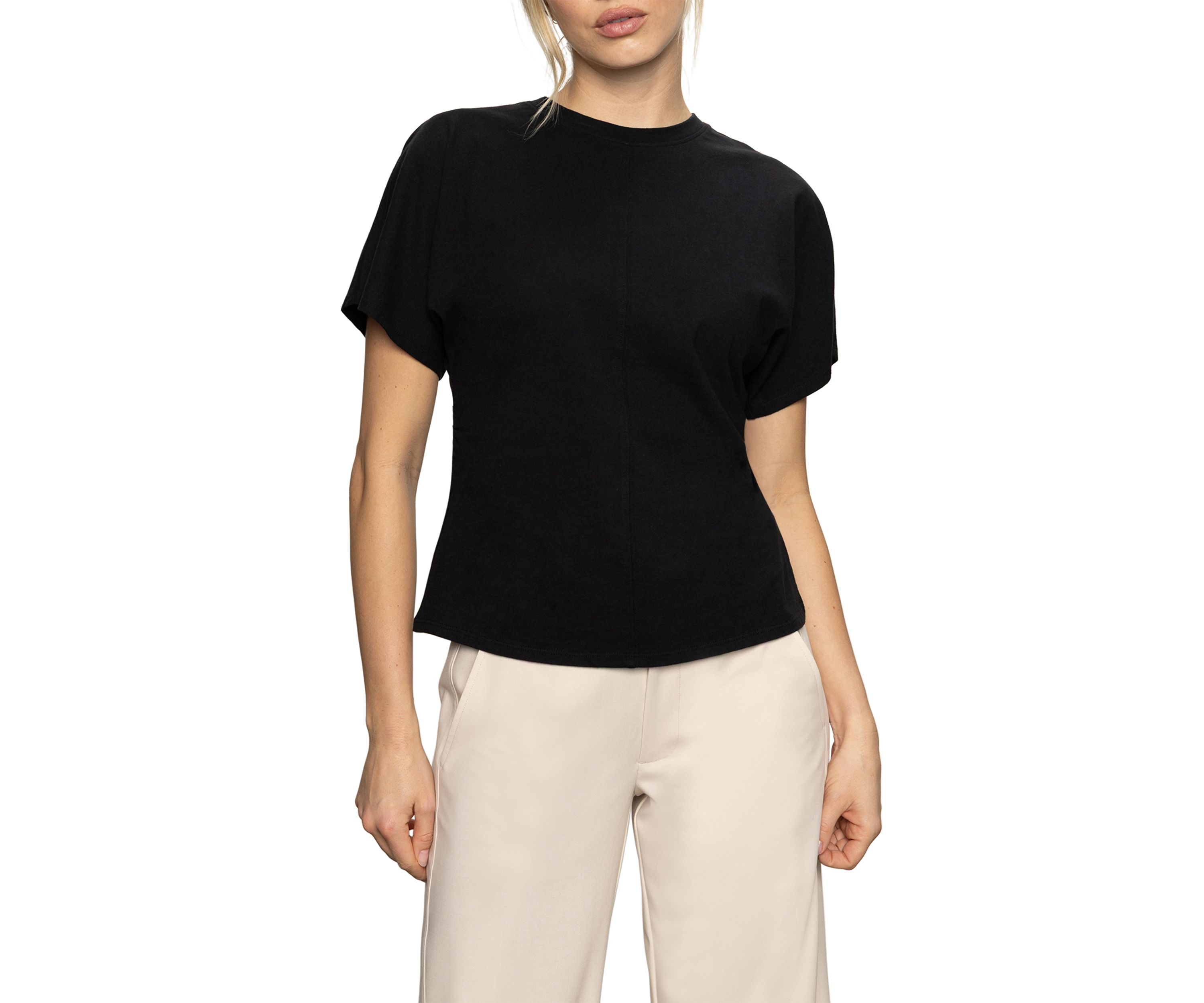 Womens Shirred Waist Dolman T-Shirt