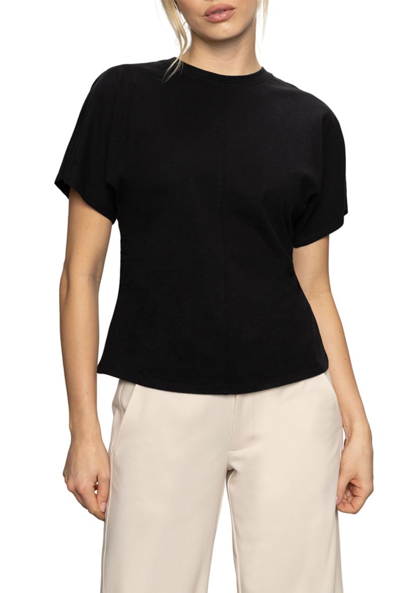 Womens Shirred Waist Dolman T-Shirt