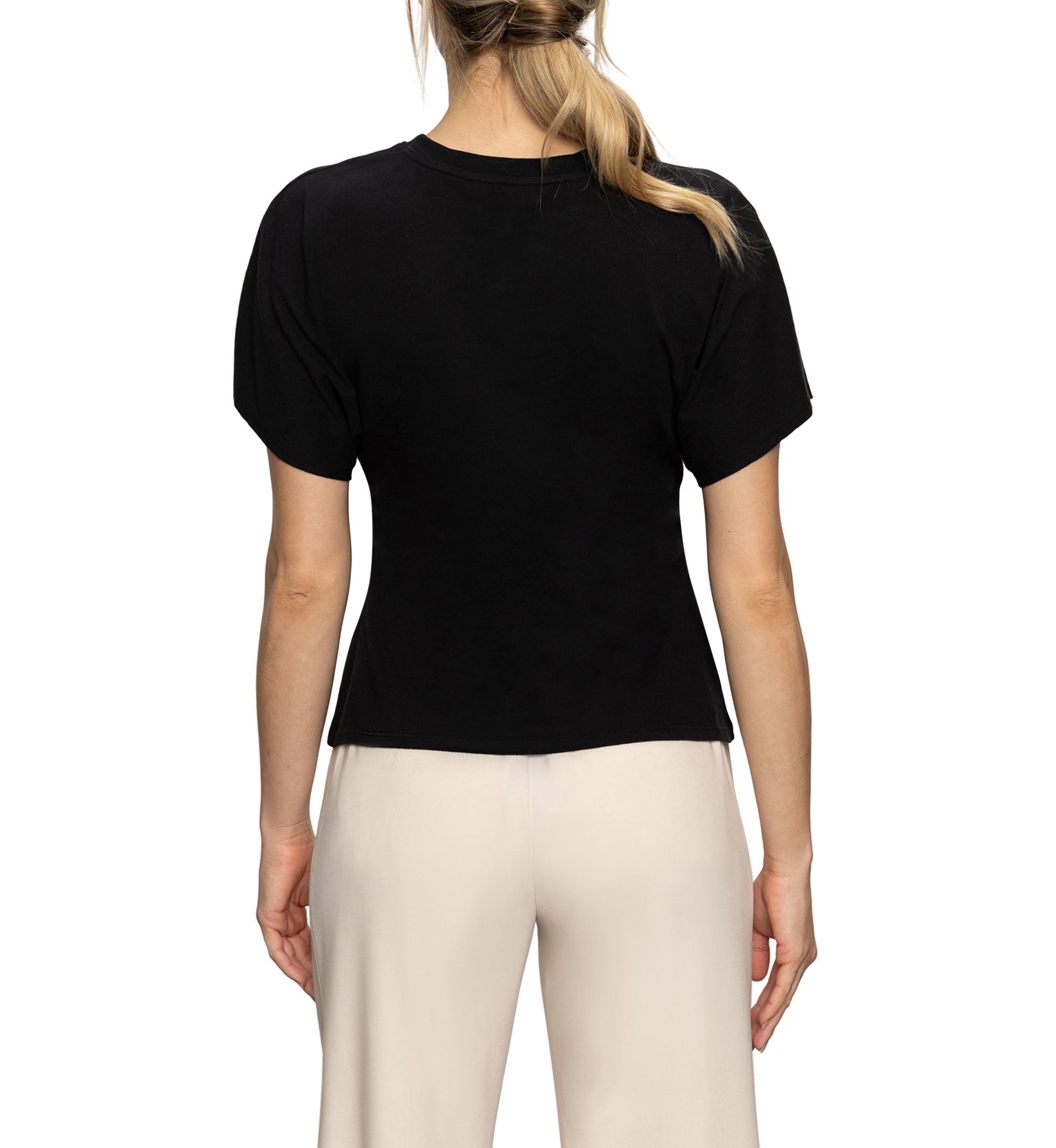Womens Shirred Waist Dolman T-Shirt