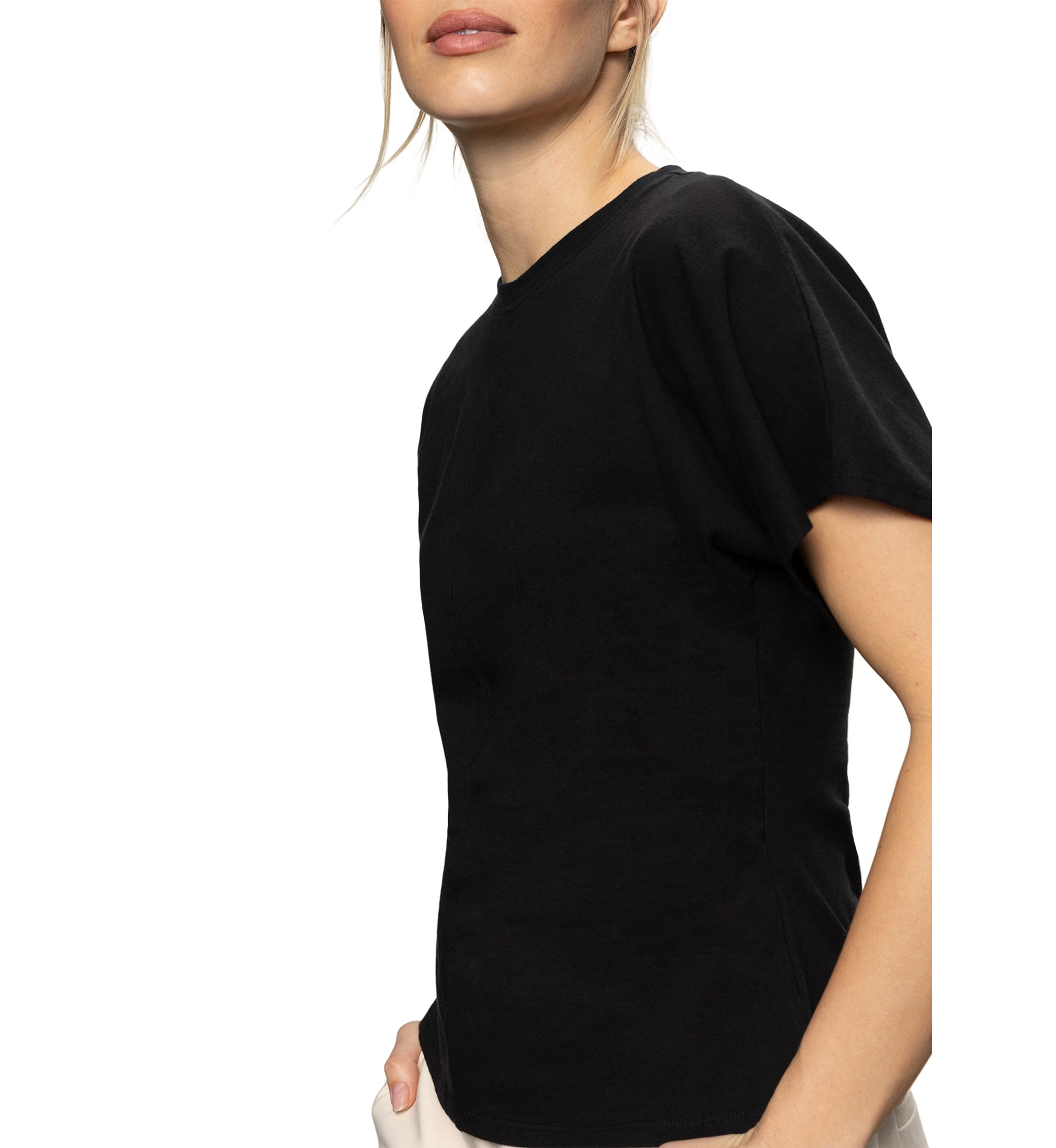 Womens Shirred Waist Dolman T-Shirt