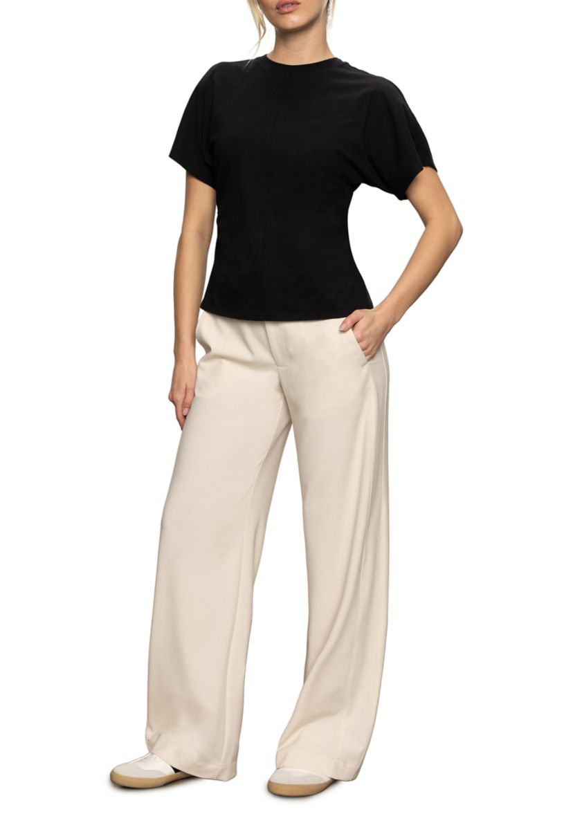 Womens Shirred Waist Dolman T-Shirt