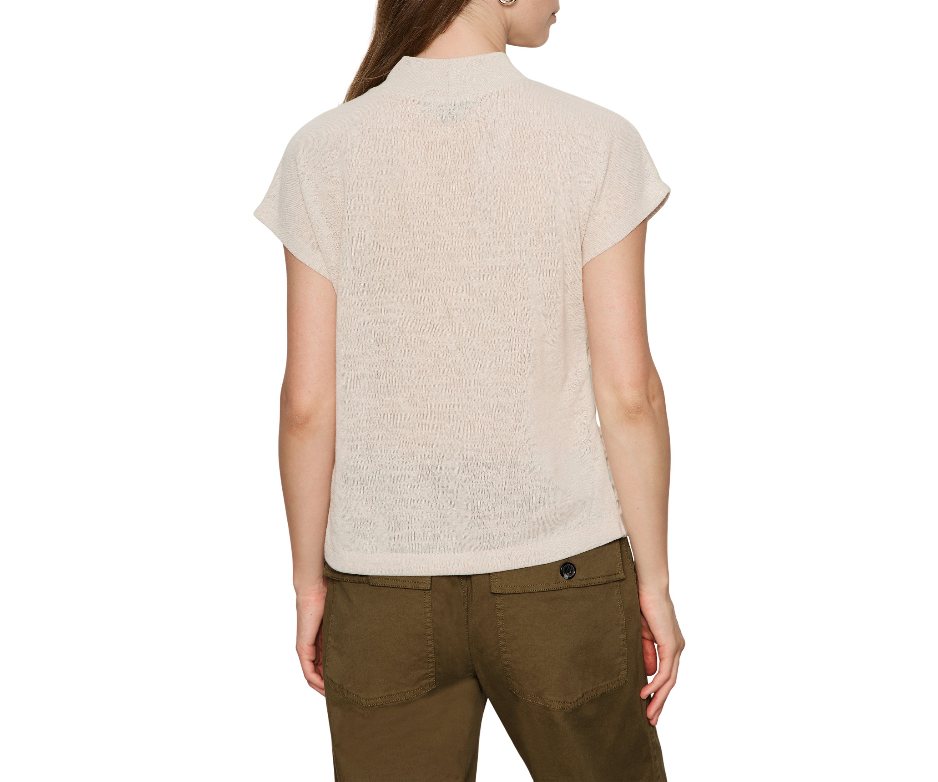 Womens Draped Sleeveless Mock Neck Top