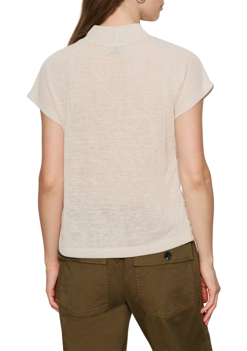 Womens Draped Sleeveless Mock Neck Top