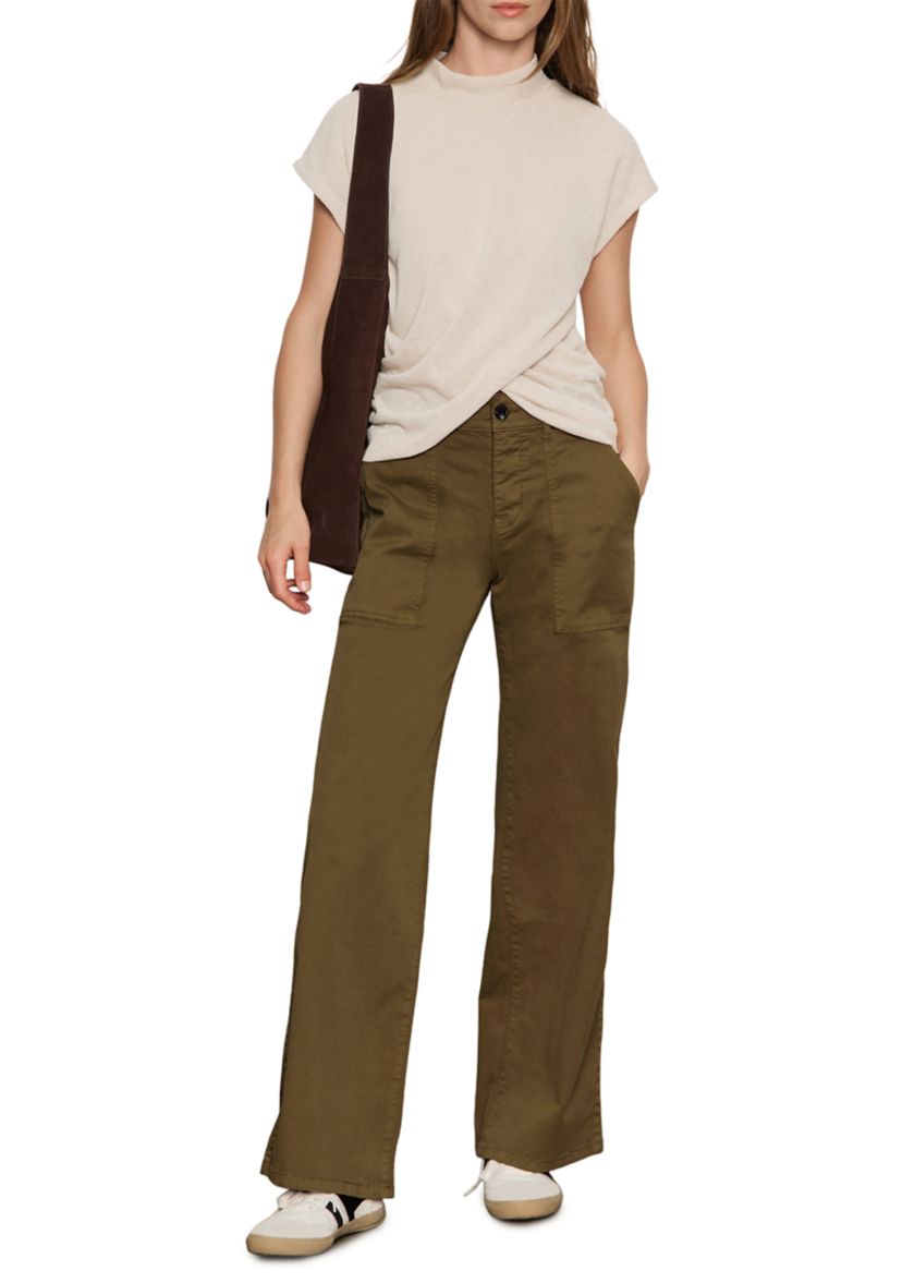 Womens Draped Sleeveless Mock Neck Top