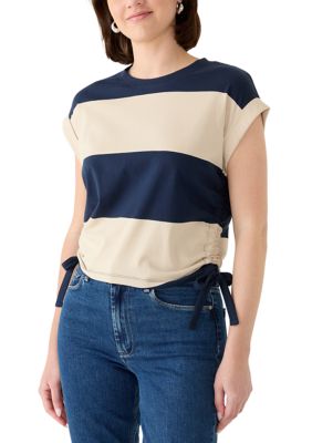 Sanctuary Women's All Day Ruch Striped Tank Top, Navy Blue, Small