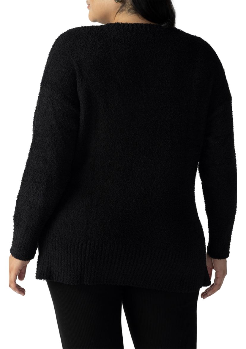 Plus Size V-Neck Teddy Sweater