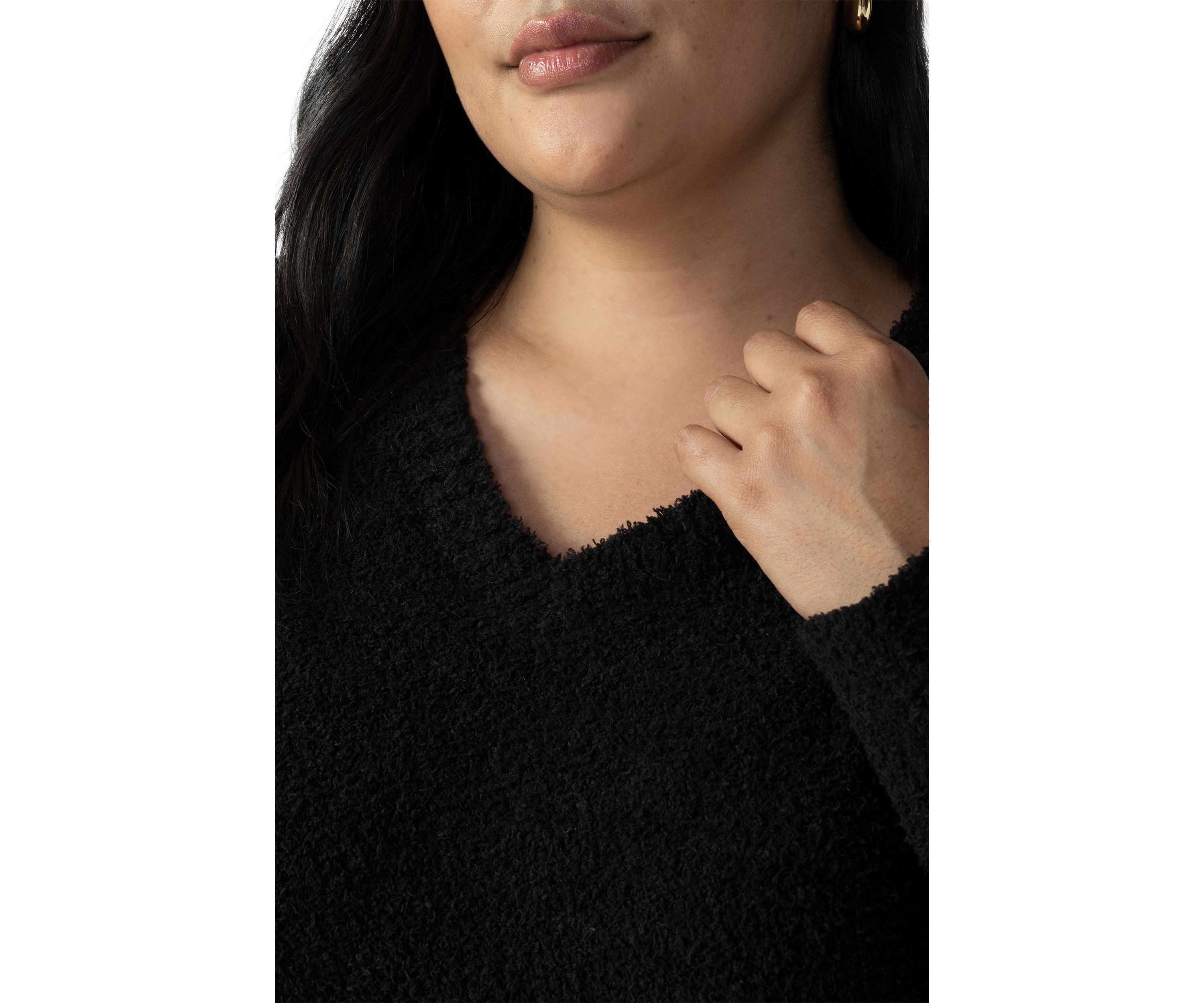 Plus Size V-Neck Teddy Sweater