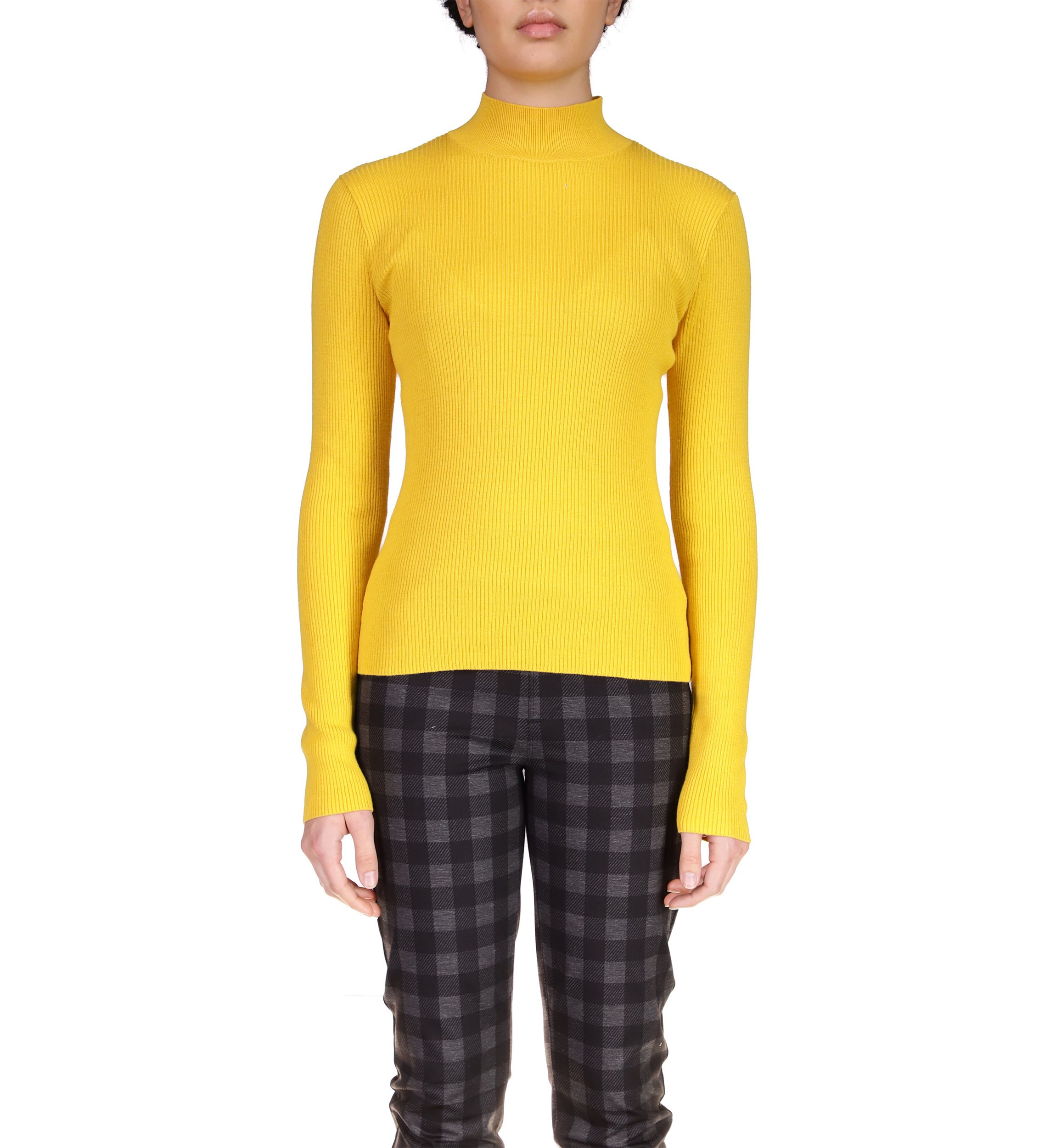 Womens Long Sleeve Mock Neck Ribbed Top