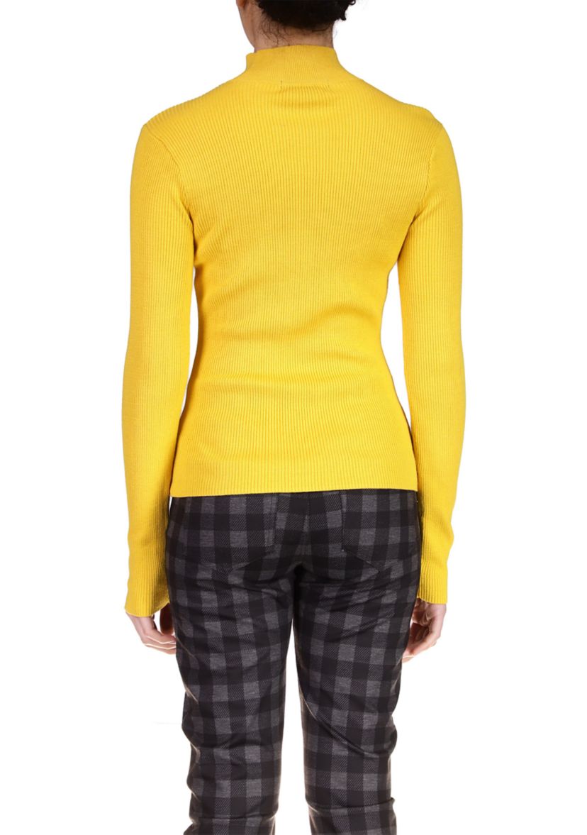 Womens Long Sleeve Mock Neck Ribbed Top
