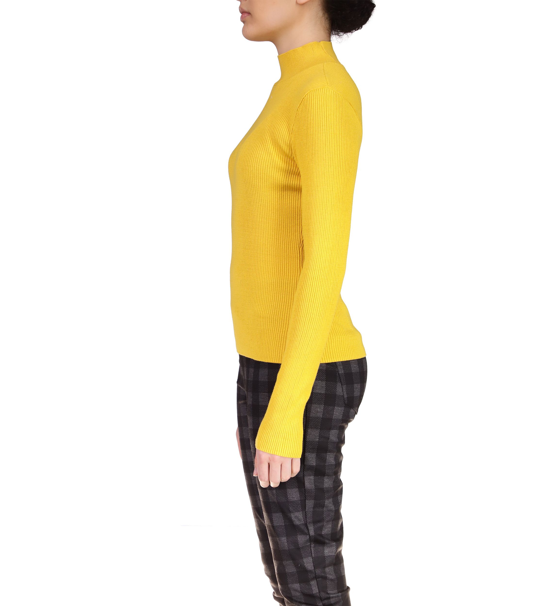 Womens Long Sleeve Mock Neck Ribbed Top