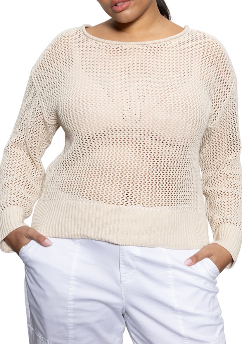 Plus Size Open Knit Sweater