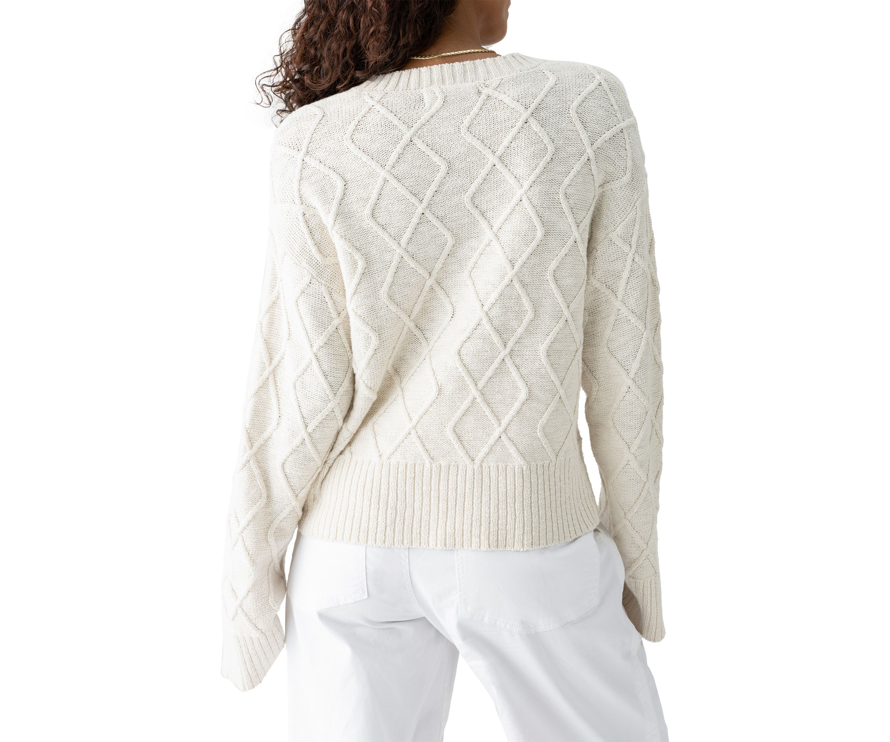 Womens Coastal Cable Crew Neck Sweater