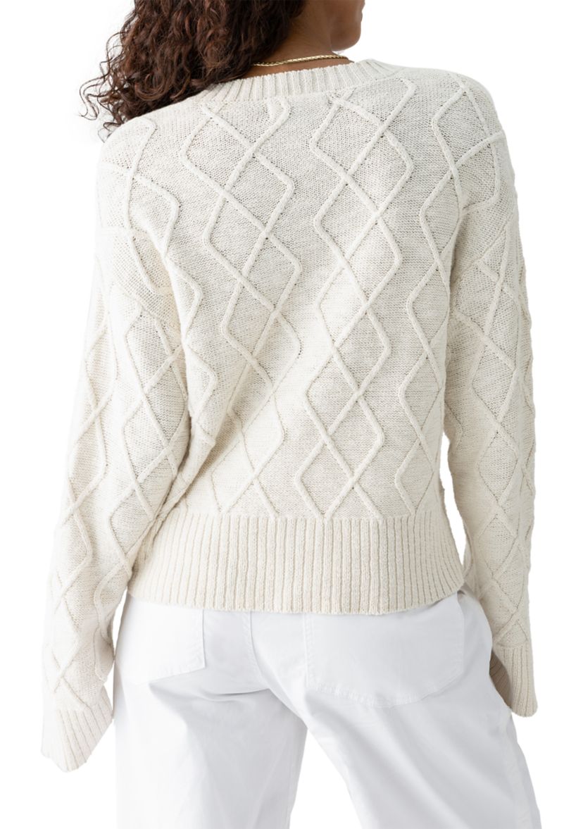 Womens Coastal Cable Crew Neck Sweater