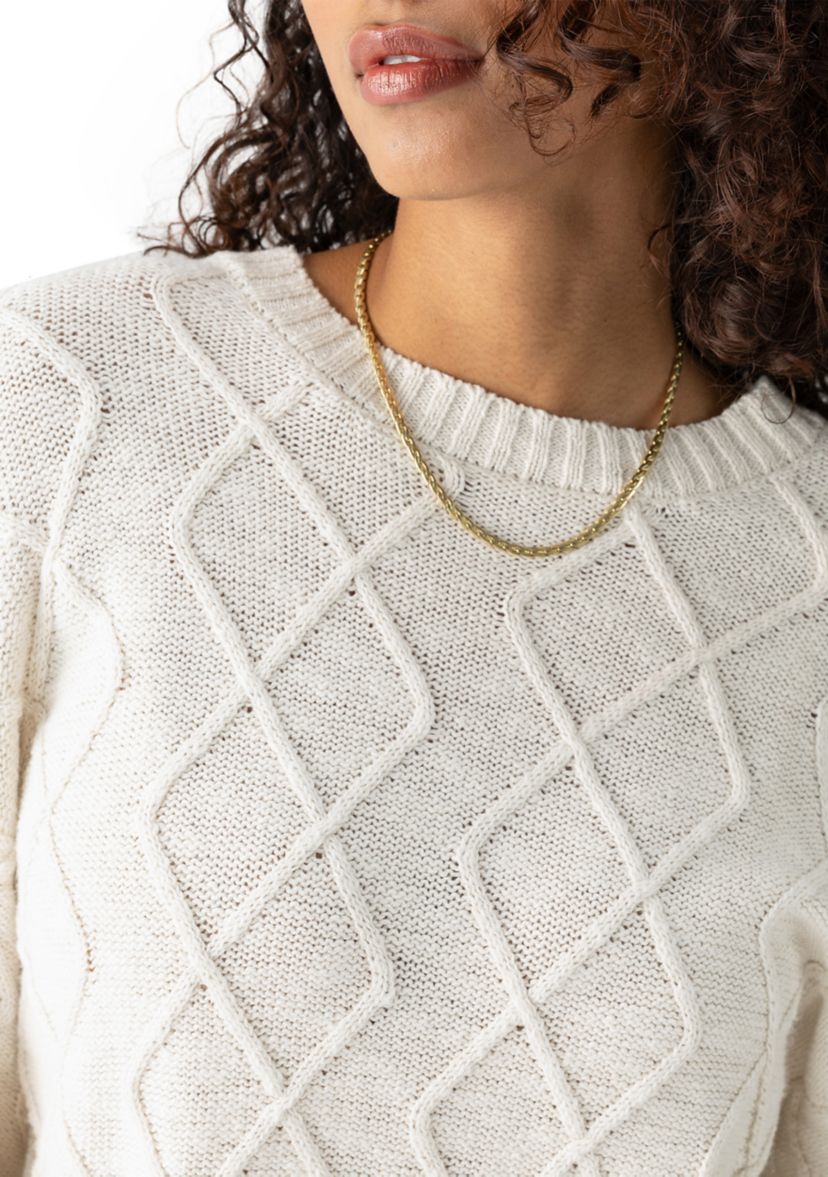 Womens Coastal Cable Crew Neck Sweater
