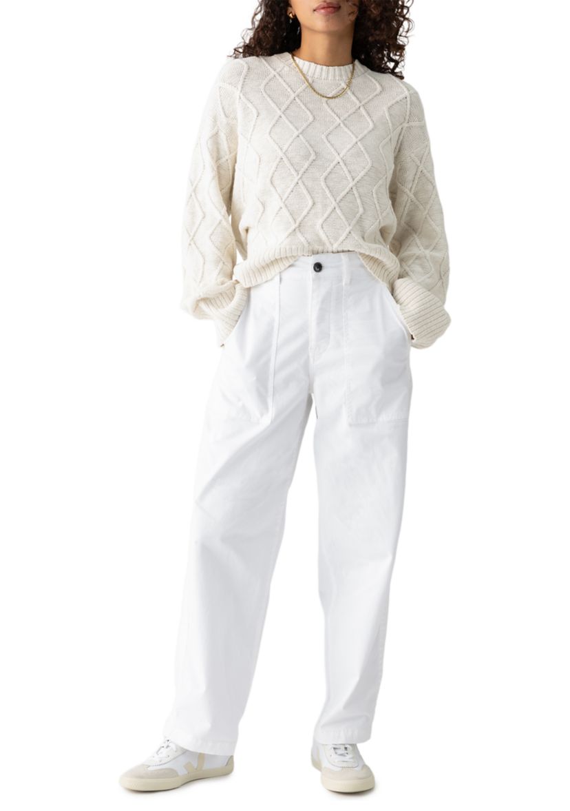 Womens Coastal Cable Crew Neck Sweater