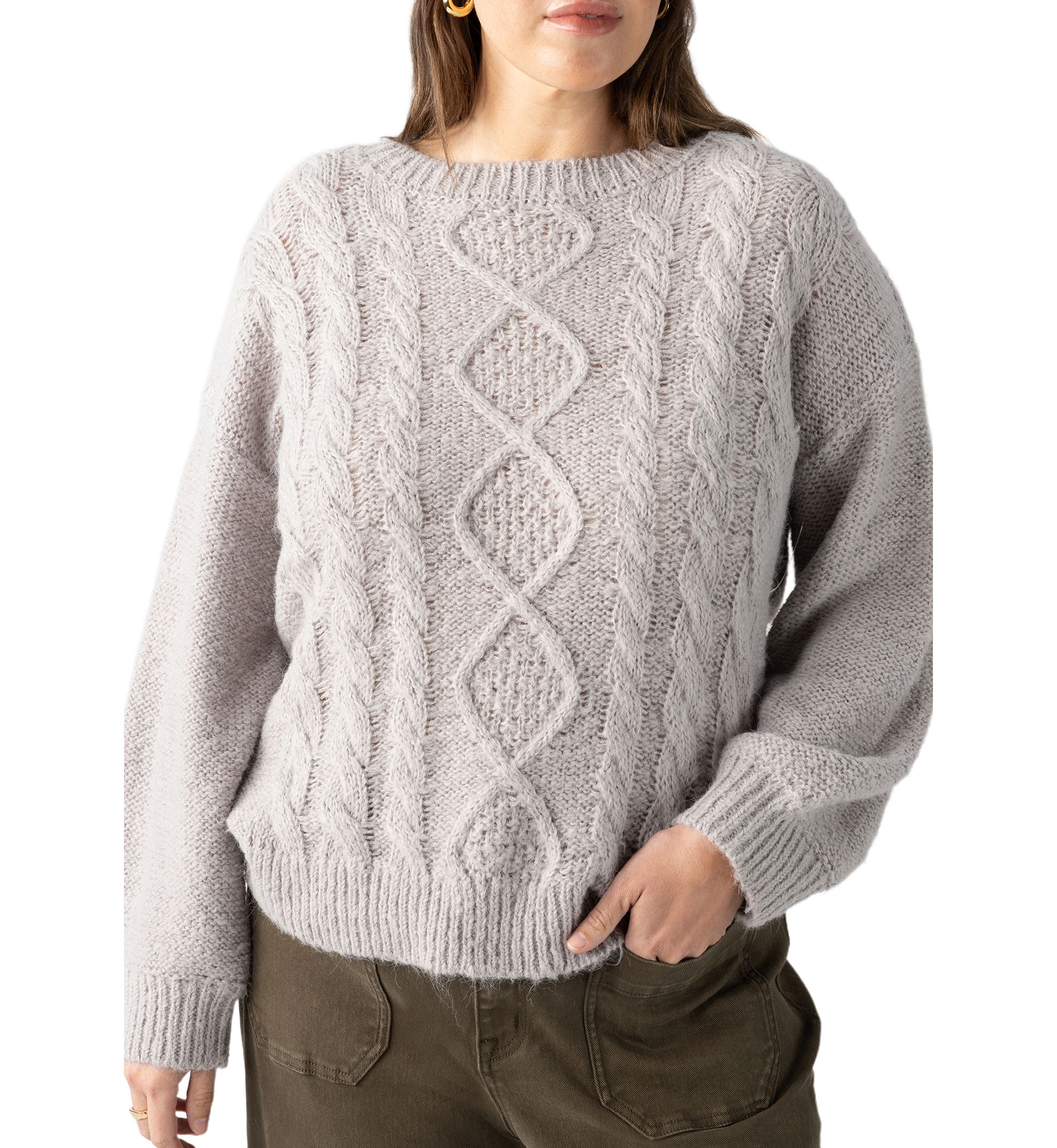 Plus Size Cozy Cable Crew Sweater 