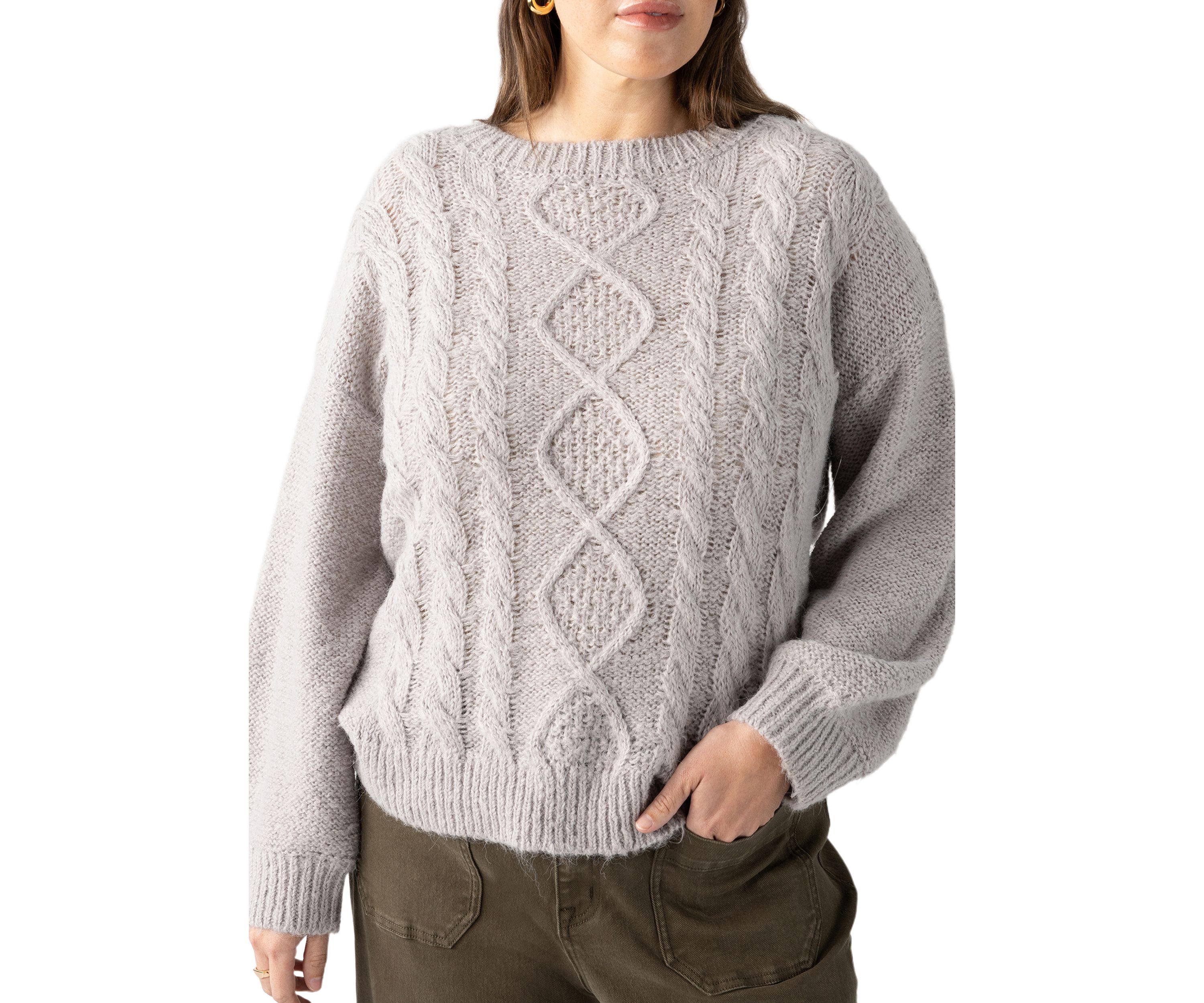 Plus Size Cozy Cable Crew Sweater 