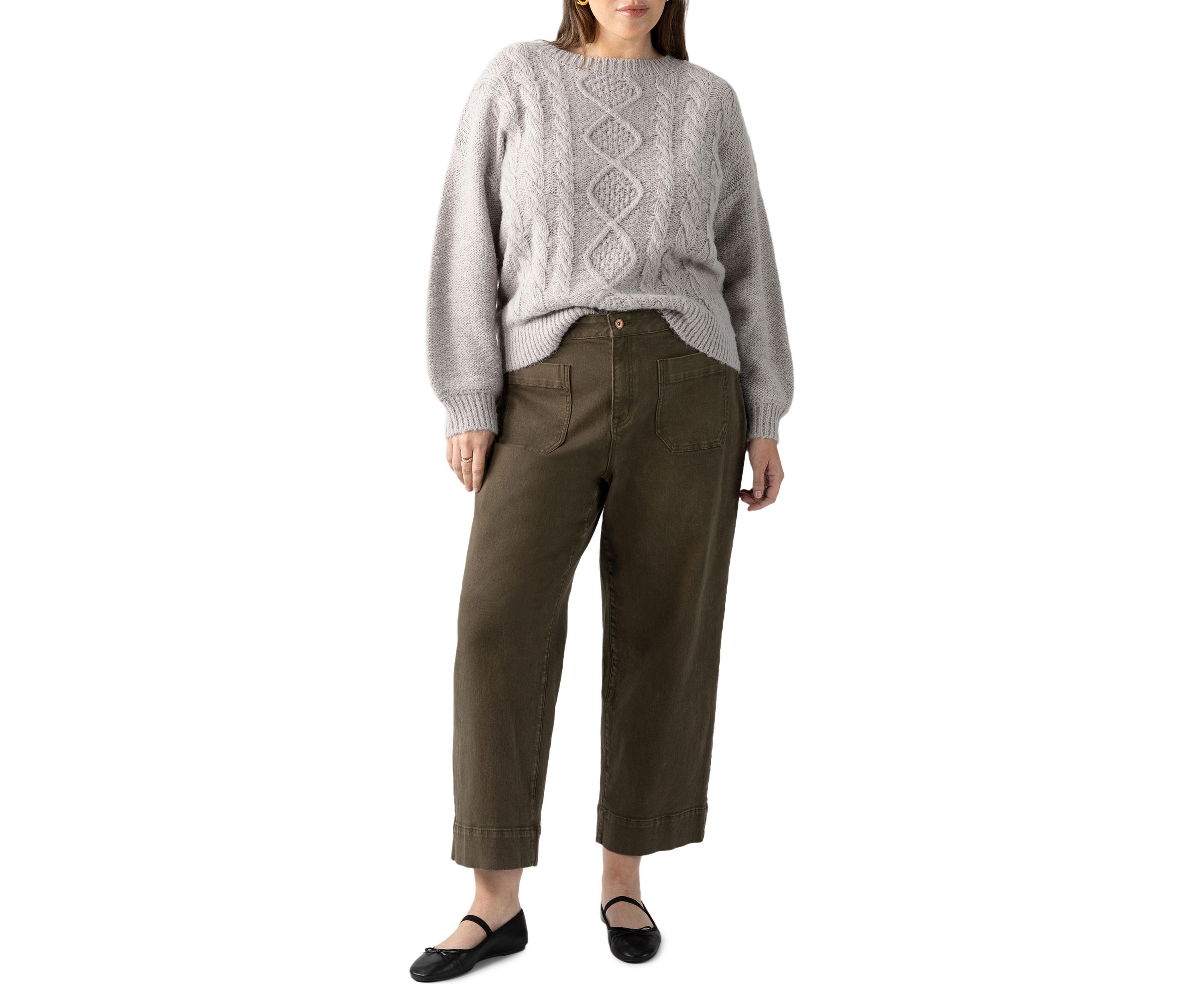 Plus Size Cozy Cable Crew Sweater 
