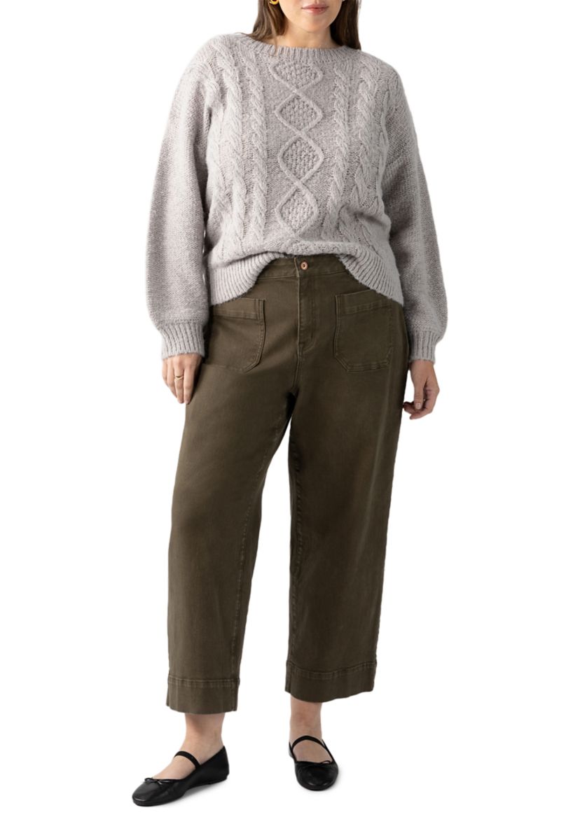 Plus Size Cozy Cable Crew Sweater 