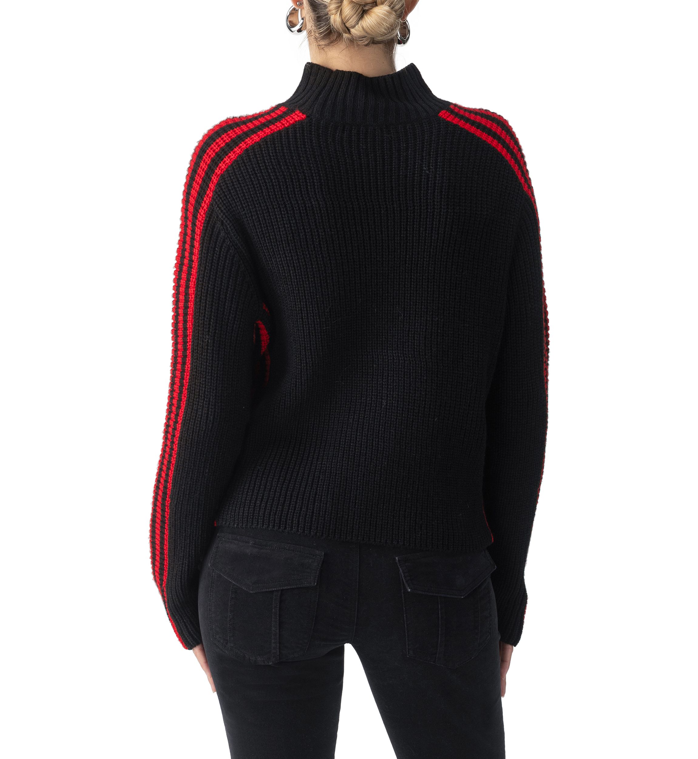 Womens Sporty Stripe Mock Sweater