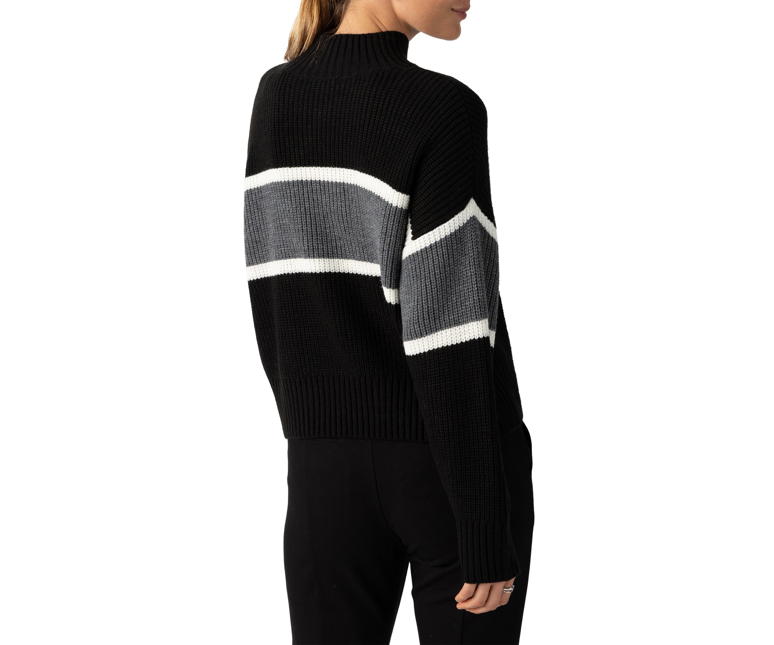 Womens Mock Neck Stripe Sweater