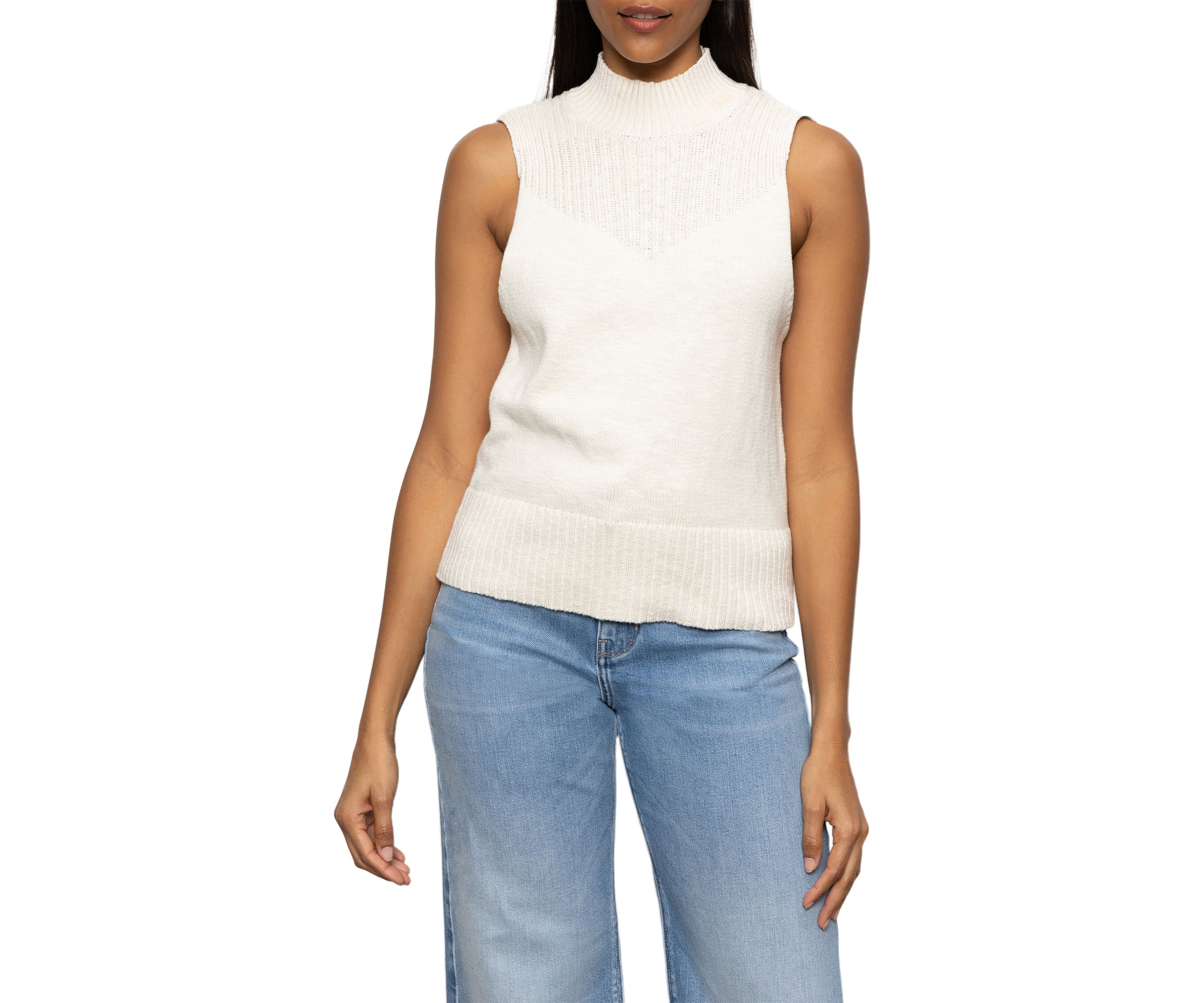 Womens Ribbed Mock Neck Tank Top