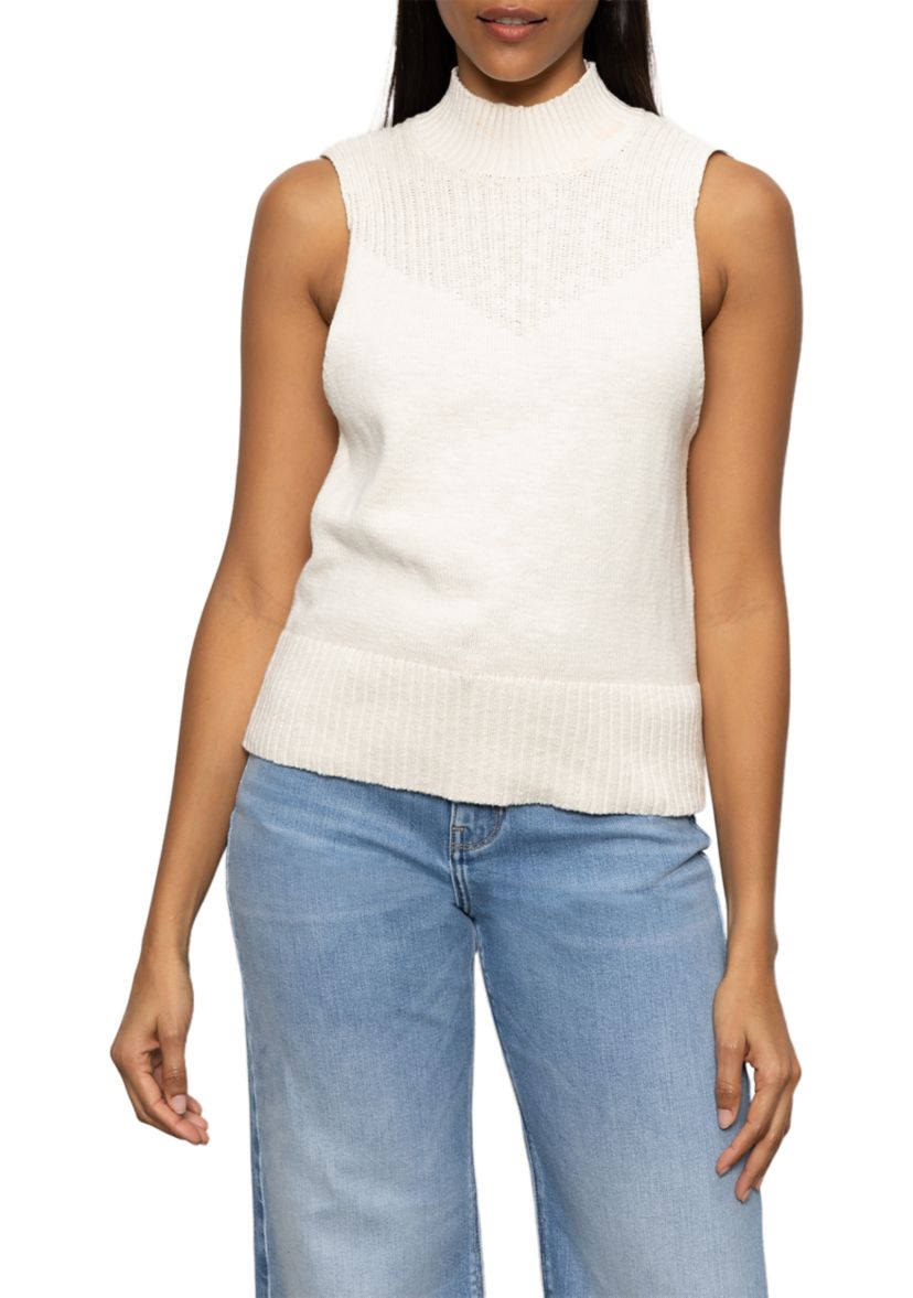 Womens Ribbed Mock Neck Tank Top