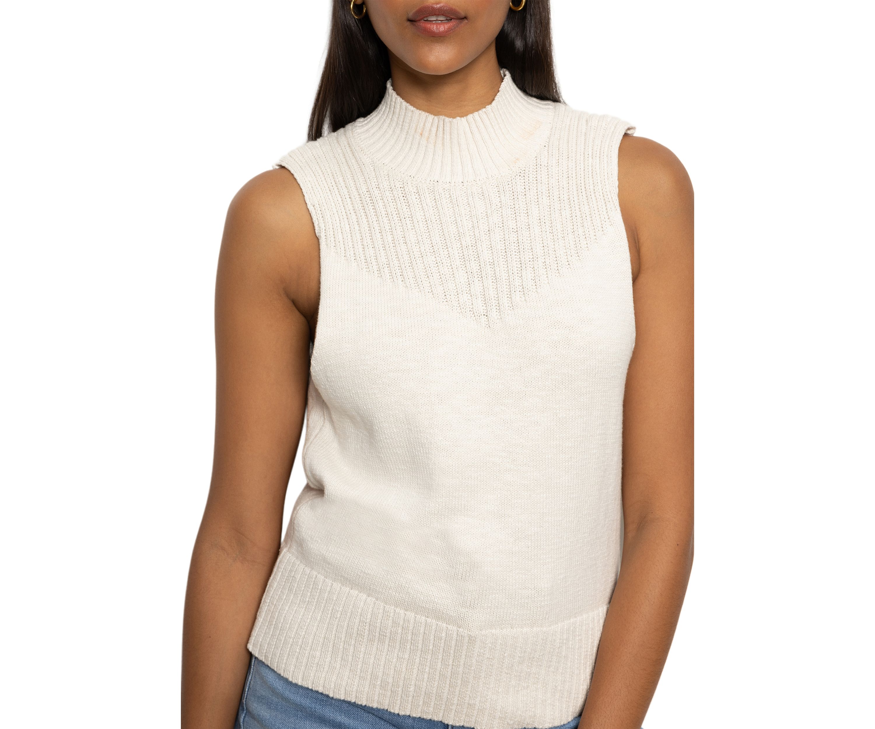 Womens Ribbed Mock Neck Tank Top