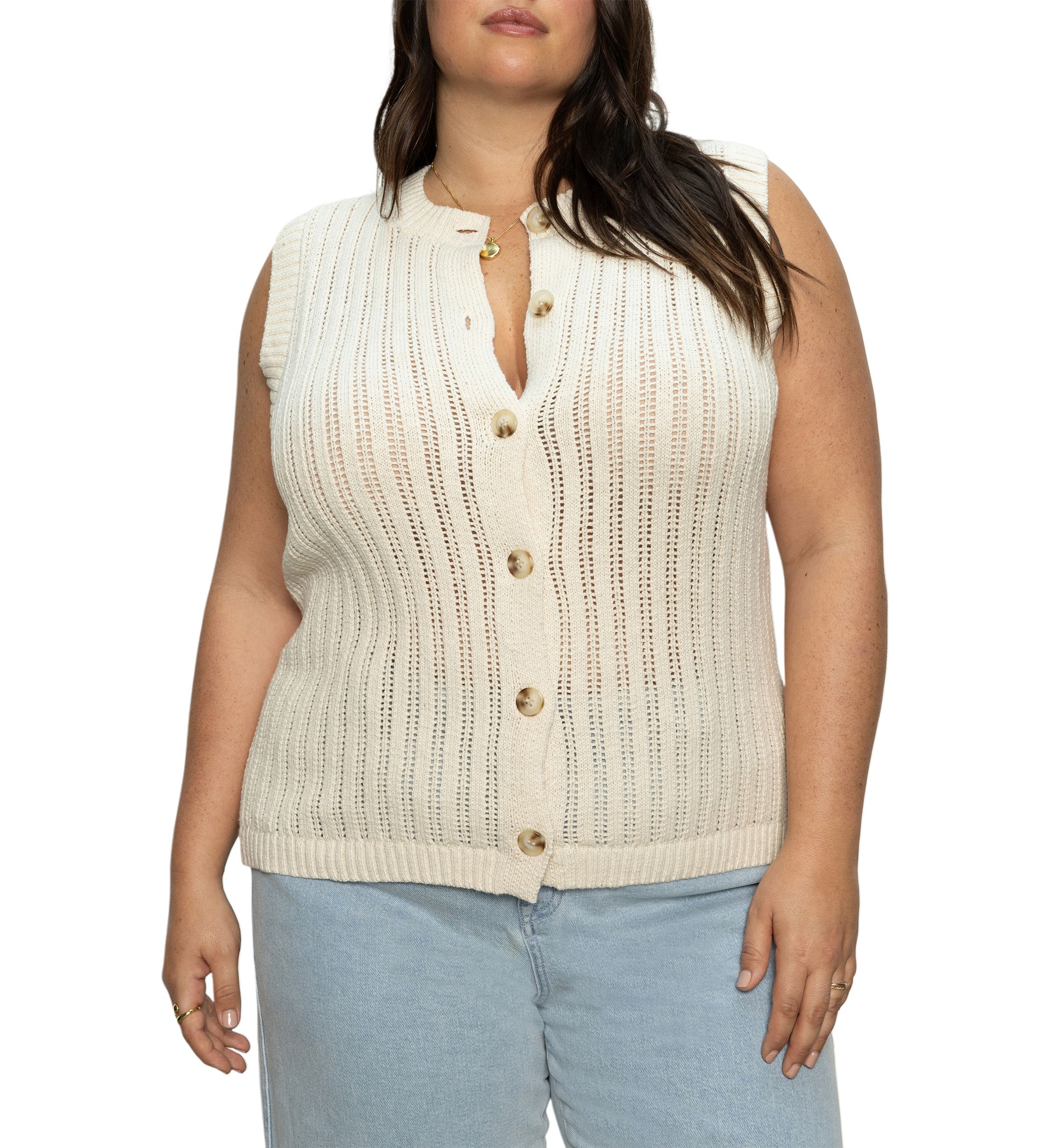 Plus Size Sleeveless Pointelle Shell Top