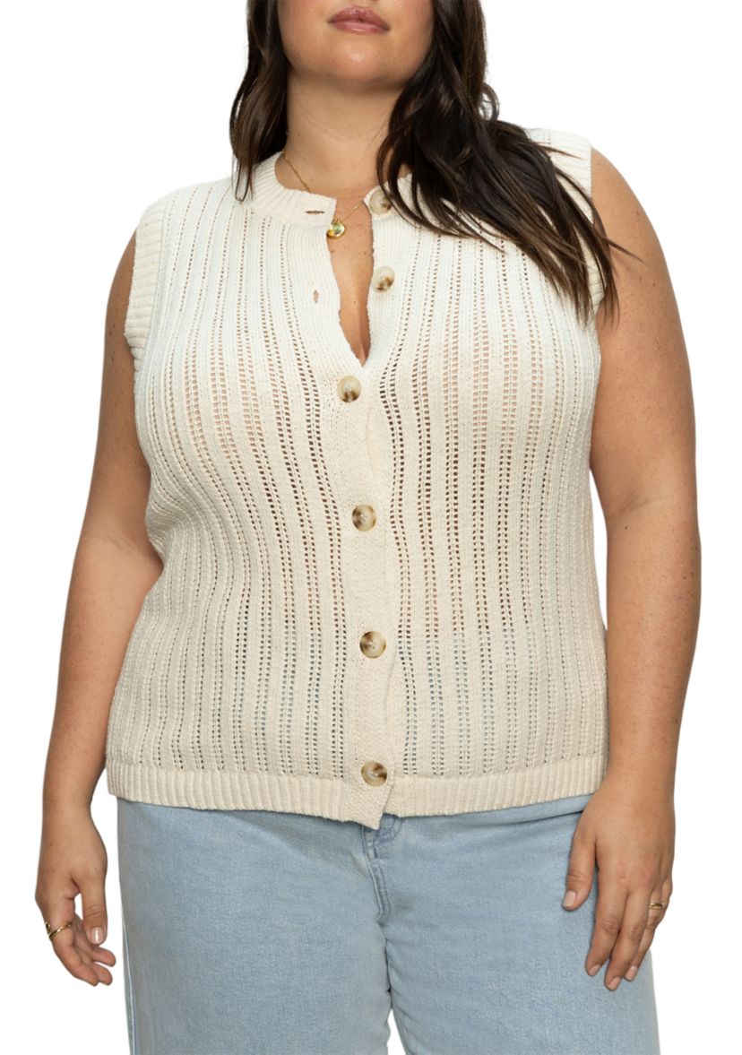 Plus Size Sleeveless Pointelle Shell Top