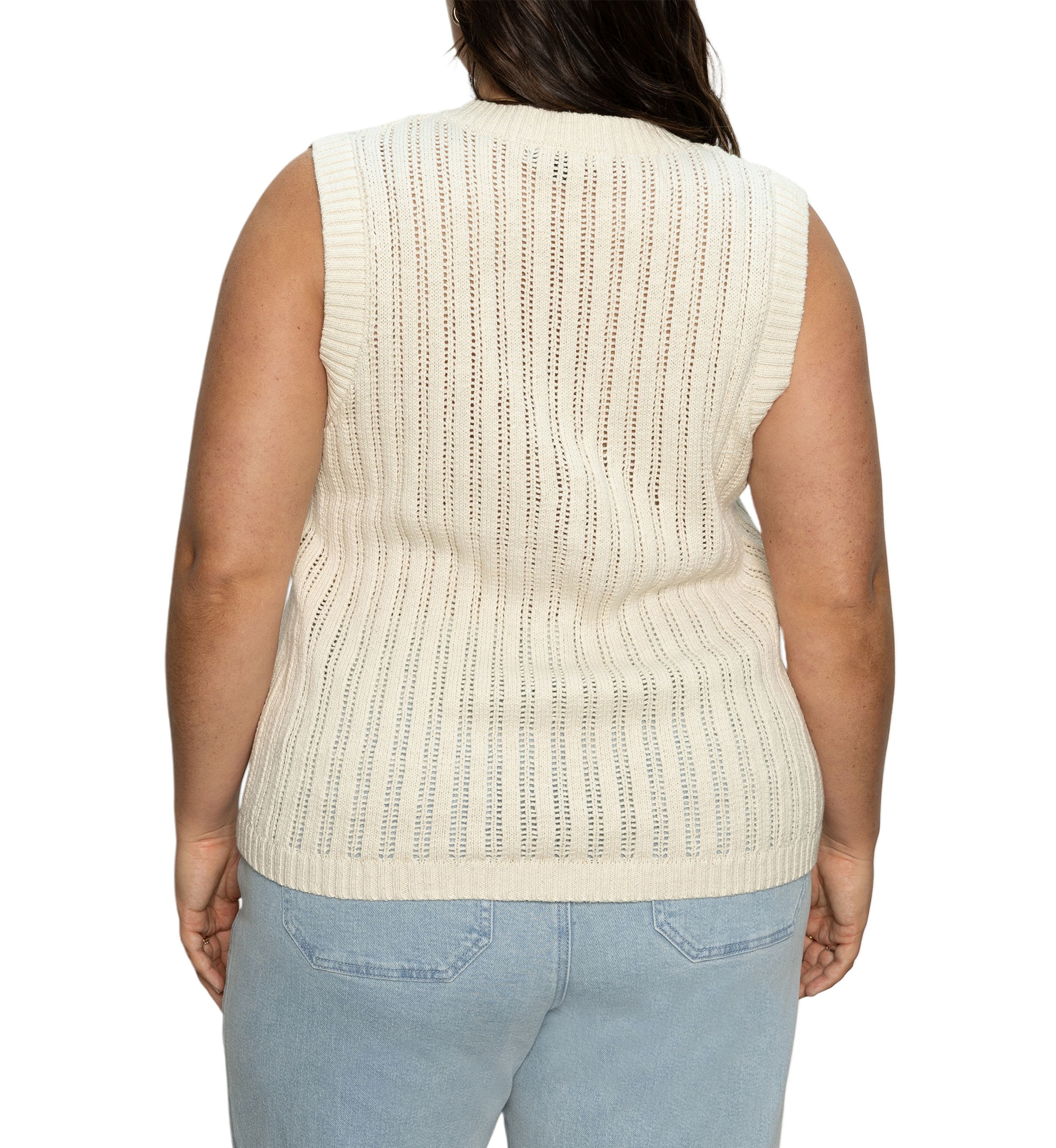 Plus Size Sleeveless Pointelle Shell Top