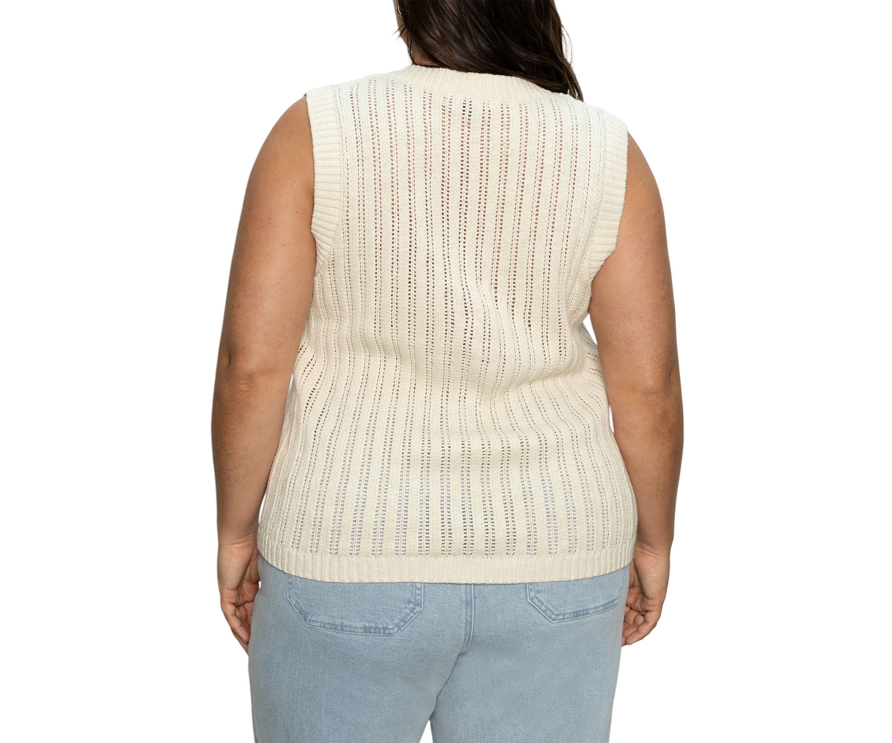 Plus Size Sleeveless Pointelle Shell Top