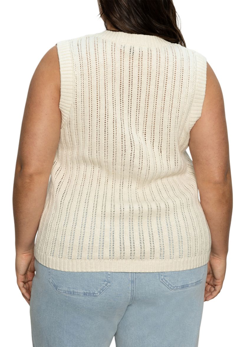 Plus Size Sleeveless Pointelle Shell Top