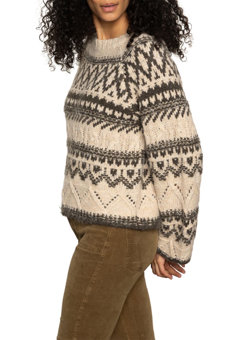 Womens Fair Isle Crew Neck Sweater