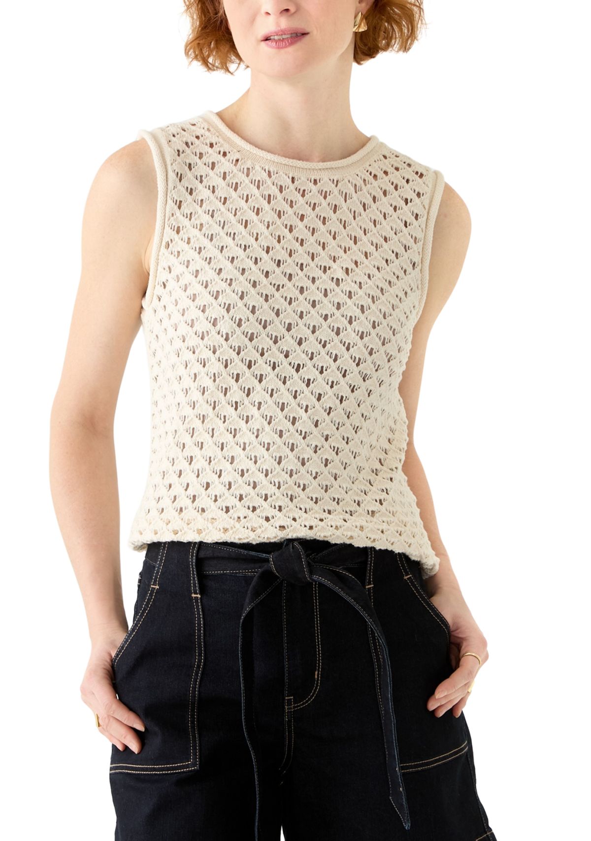 Womens Open Stitch Shell Sweater