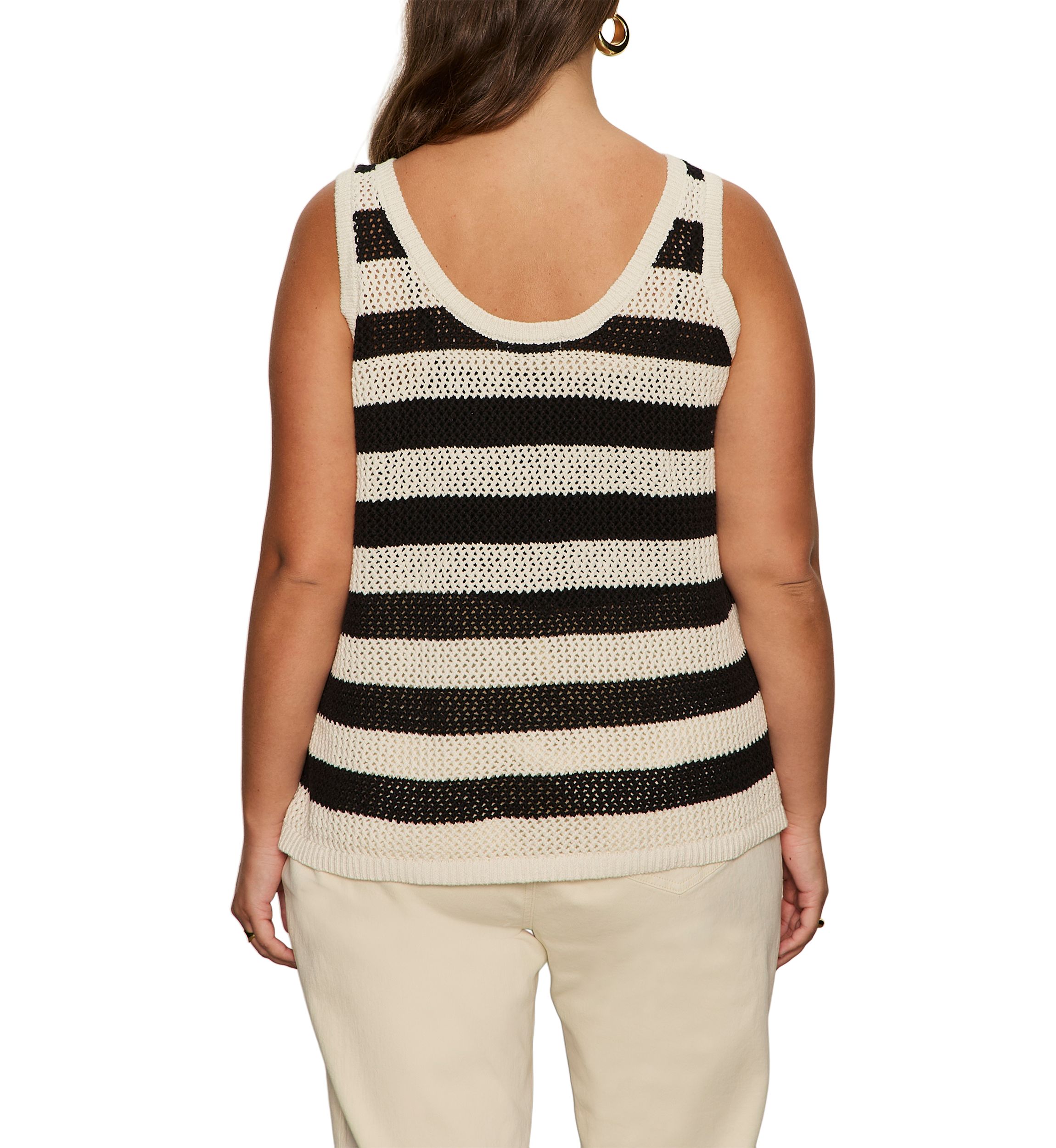 Plus Size Sleeveless Mesh Stitch Shell Top