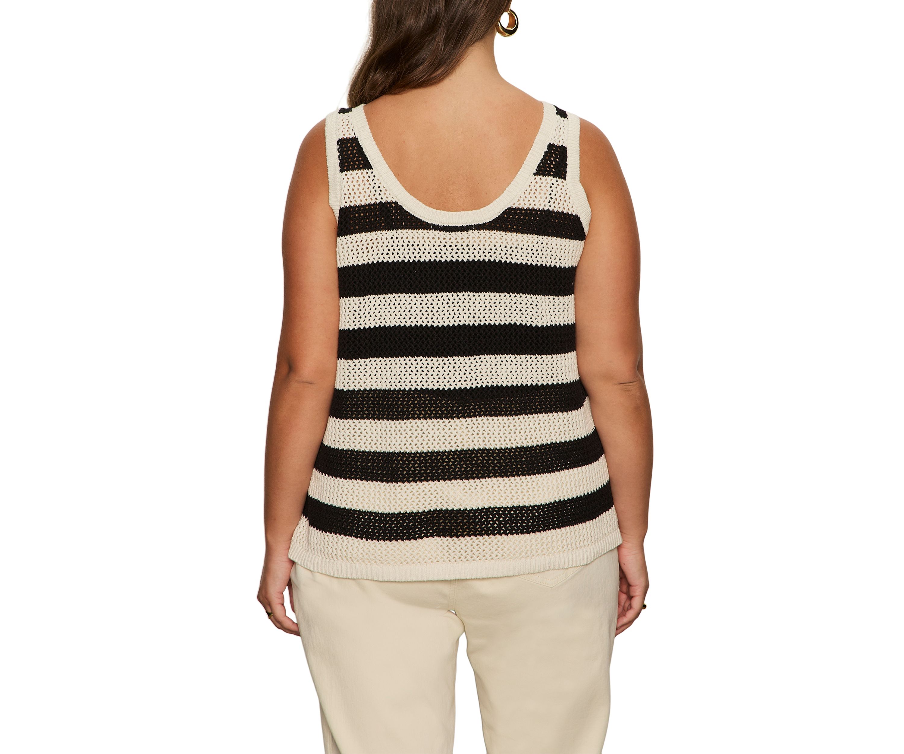 Plus Size Sleeveless Mesh Stitch Shell Top